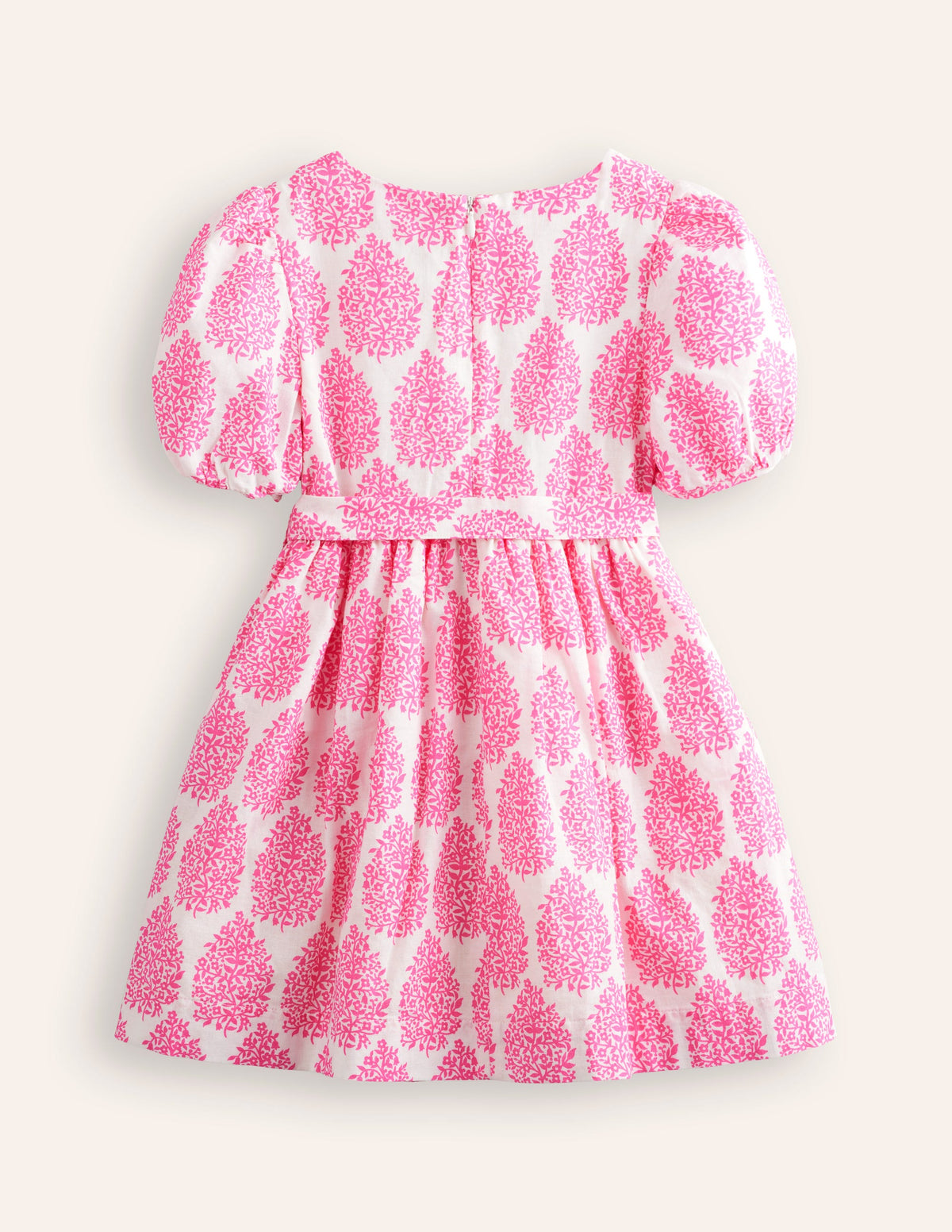 Cotton Linen Vintage Dress-Pink Floret Paisley-5