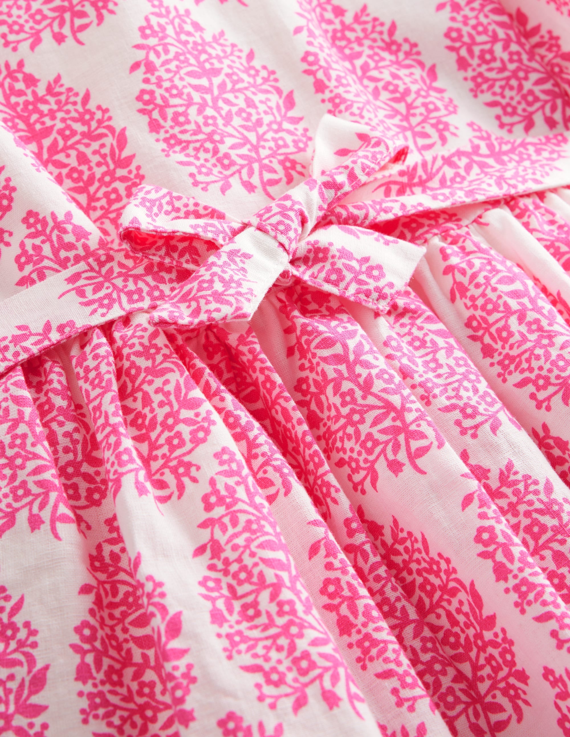 Cotton Linen Vintage Dress-Pink Floret Paisley - Image 6