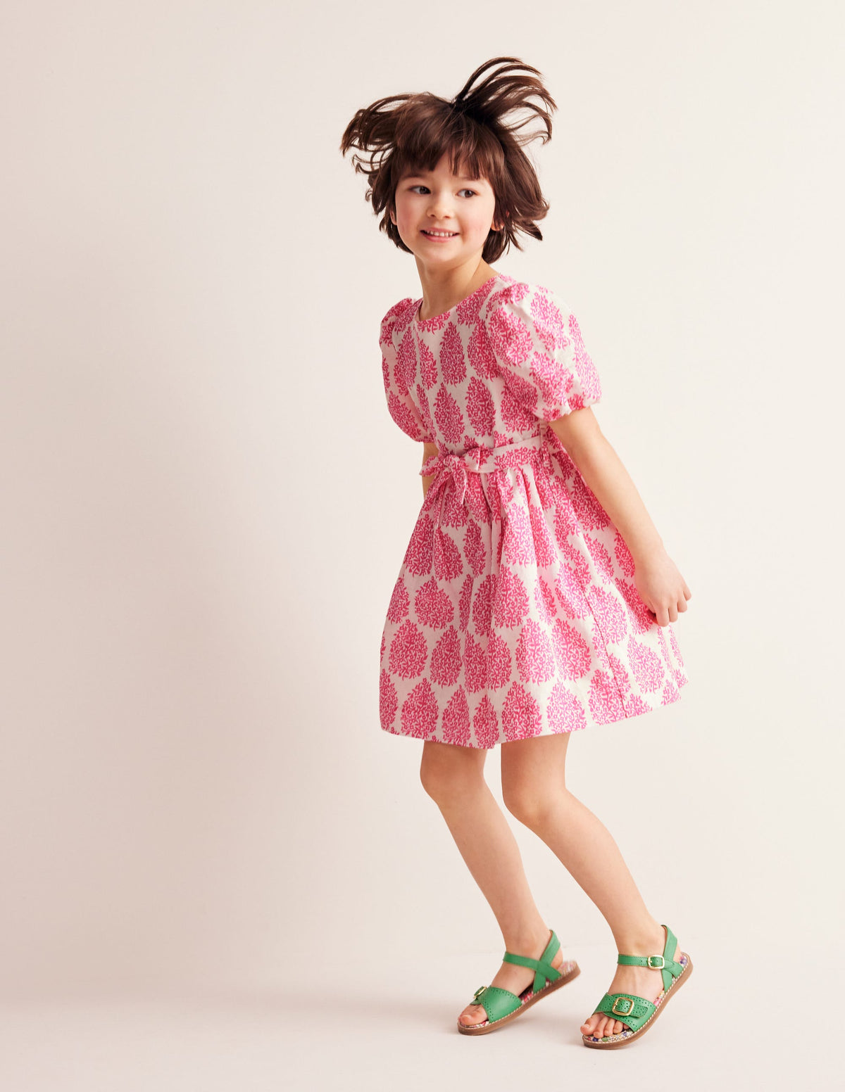 Cotton Linen Vintage Dress-Pink Floret Paisley - Image 1