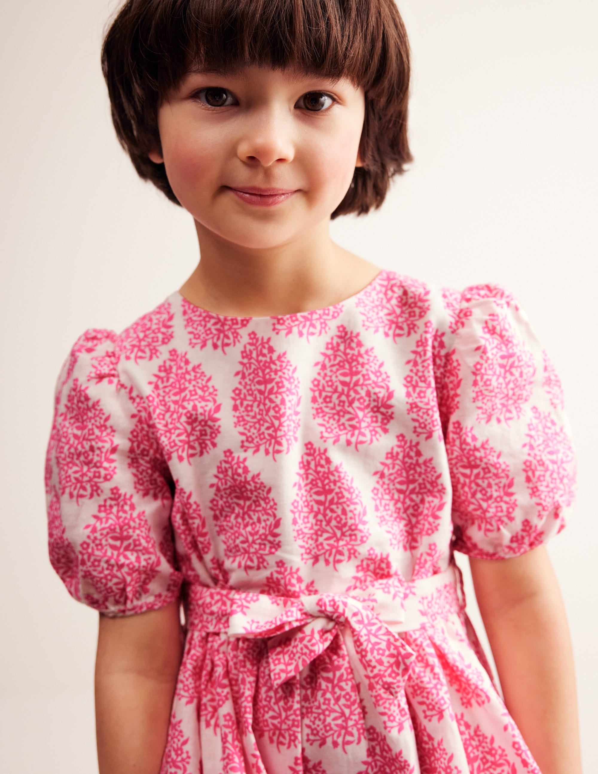 Cotton Linen Vintage Dress-Pink Floret Paisley - Image 2