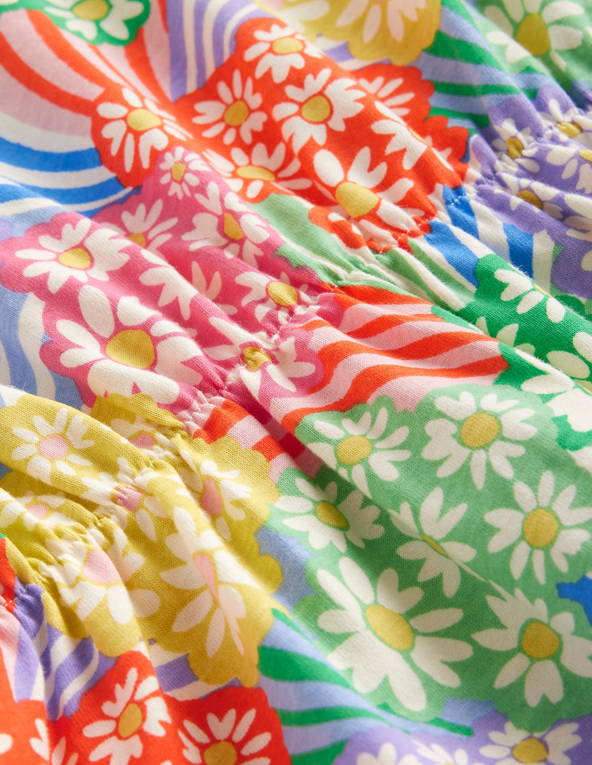 Frill Sleeve Jersey Dress-Multi Rainbow Daisies-3