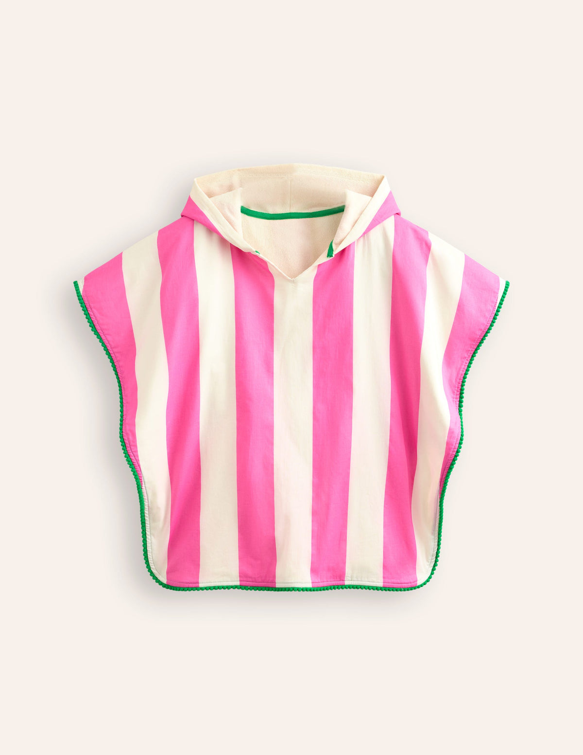 Towelling Poncho Hoodie-Strawberry Milkshake/ Ivory-1