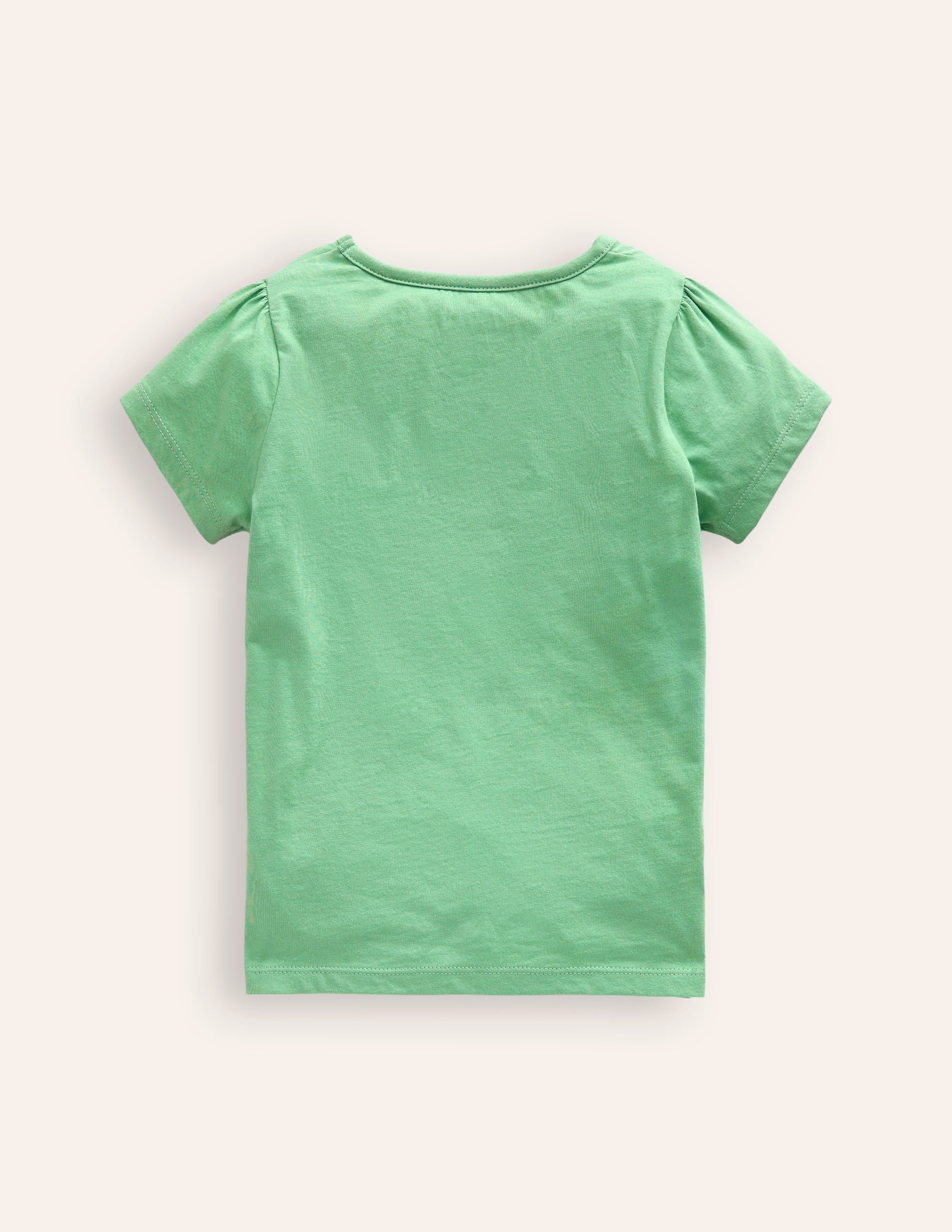 Puff Sleeve Appliqué T-shirt-Aloe Green Mice - Image 2