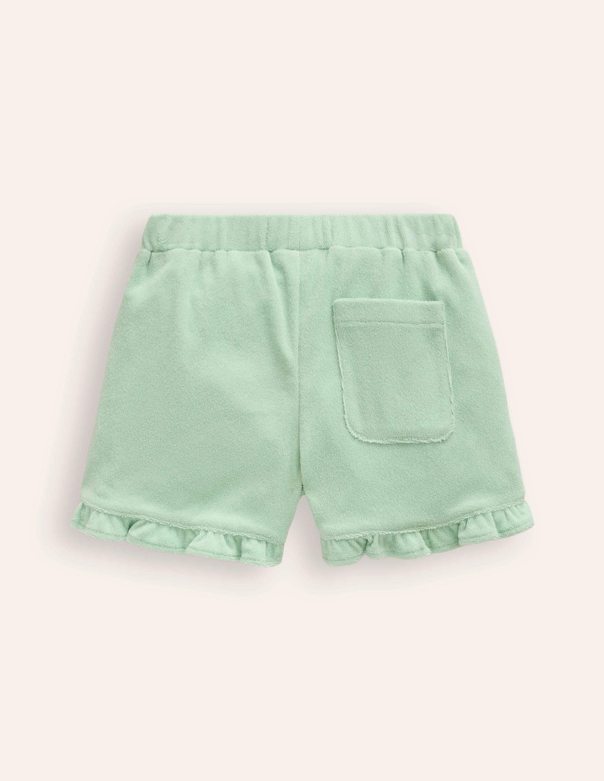 Frill Hem Towelling Shorts-Pistachio Green - Image 2