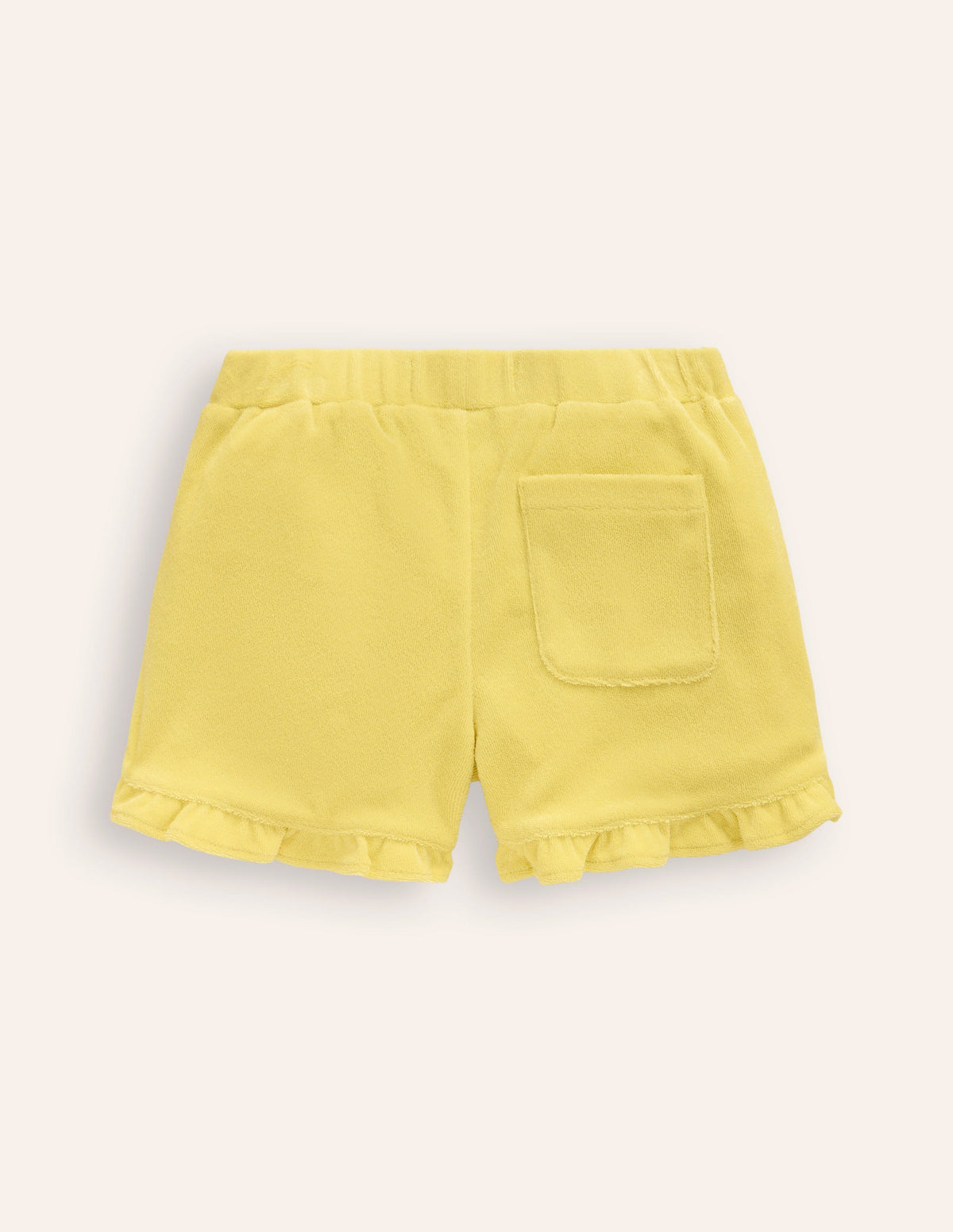 Frill Hem Towelling Shorts-Lemon Yellow - Image 2