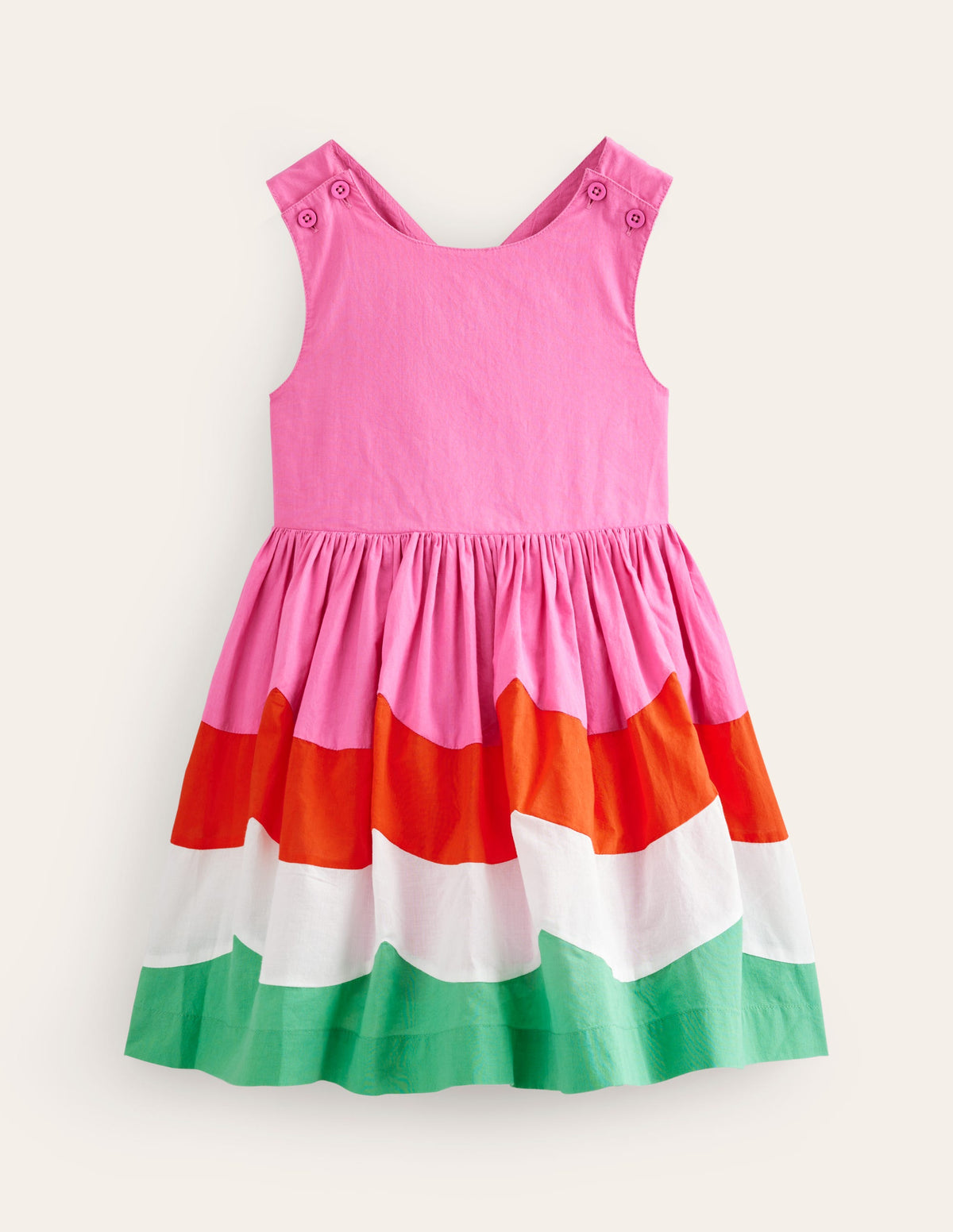 Cross-Back Dress-Scallop Colourblock - Image 1