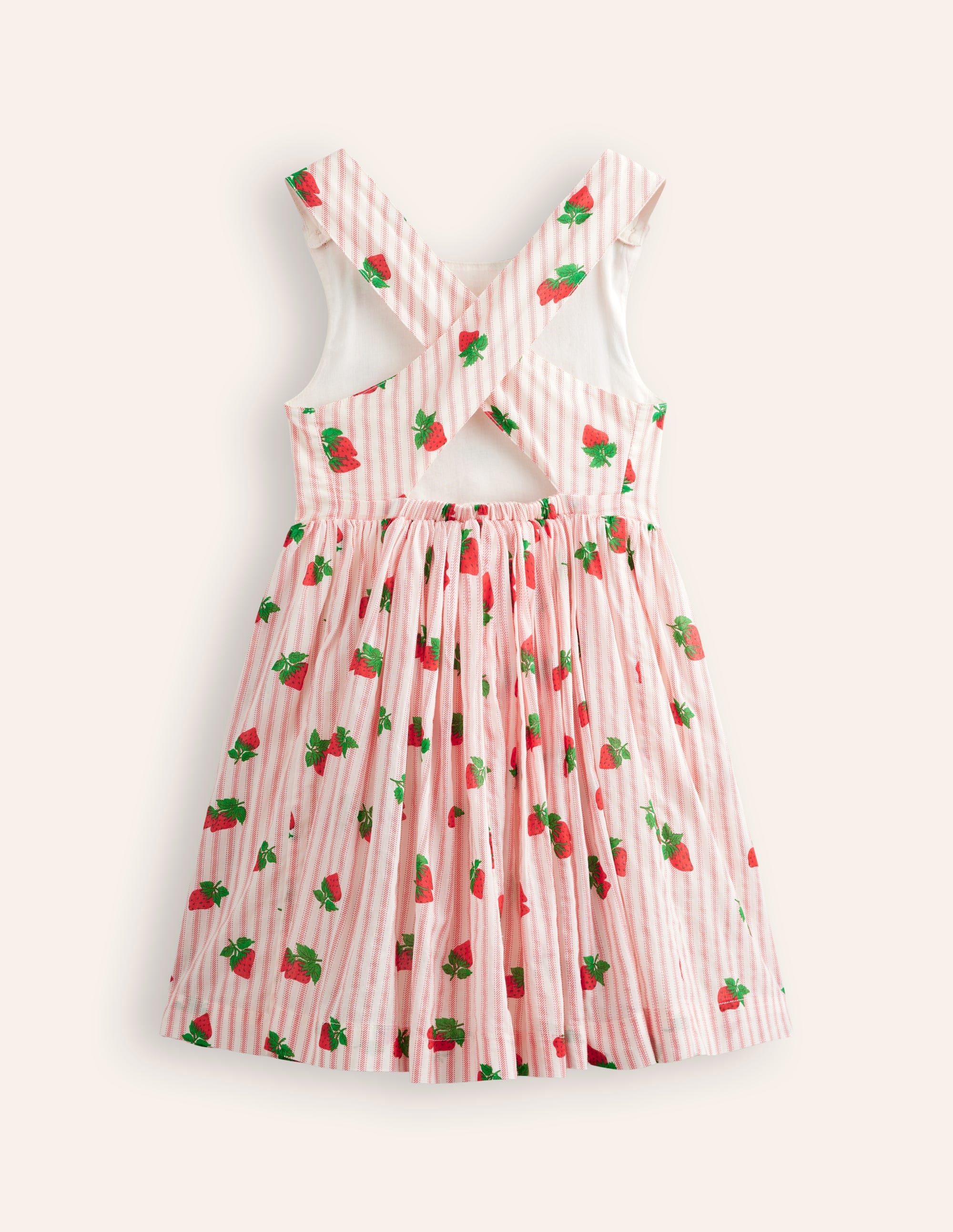 Cross-Back Dress-Vintage Strawberry Stripe - Image 2