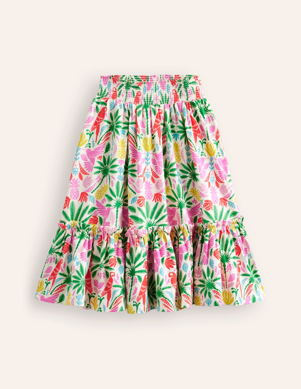 Printed Jersey Midi Skirt-Multi Rainbow Palm - Image 1