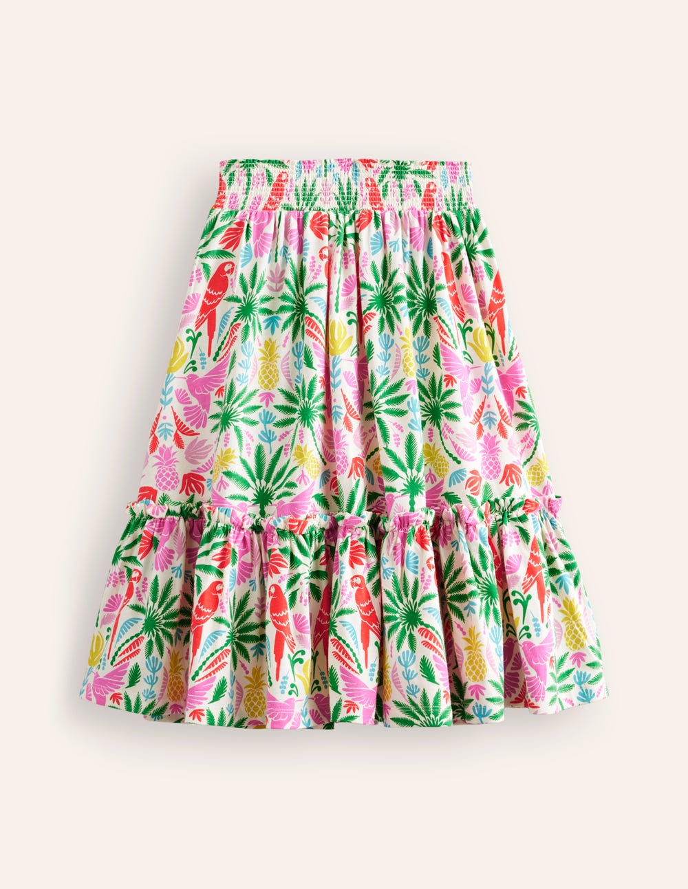 Printed Jersey Midi Skirt-Multi Rainbow Palm - Image 2