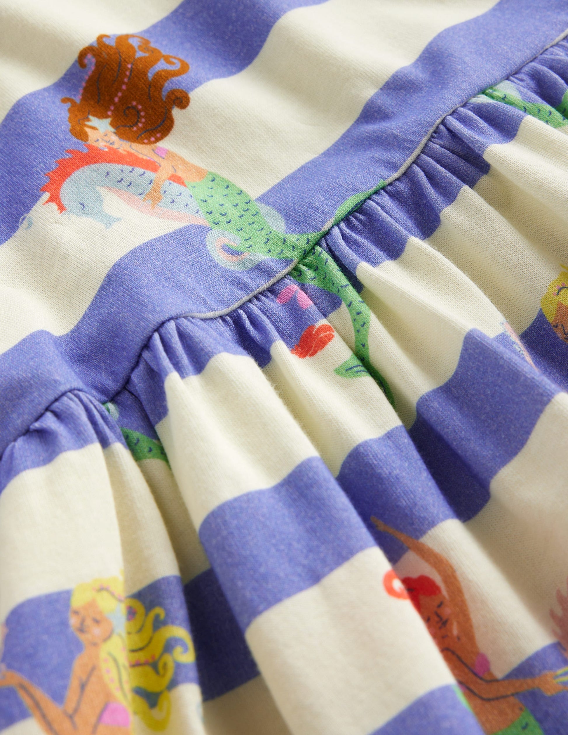 Short-sleeved Fun Jersey Dress-Surf Blue Mermaid Stripe-3