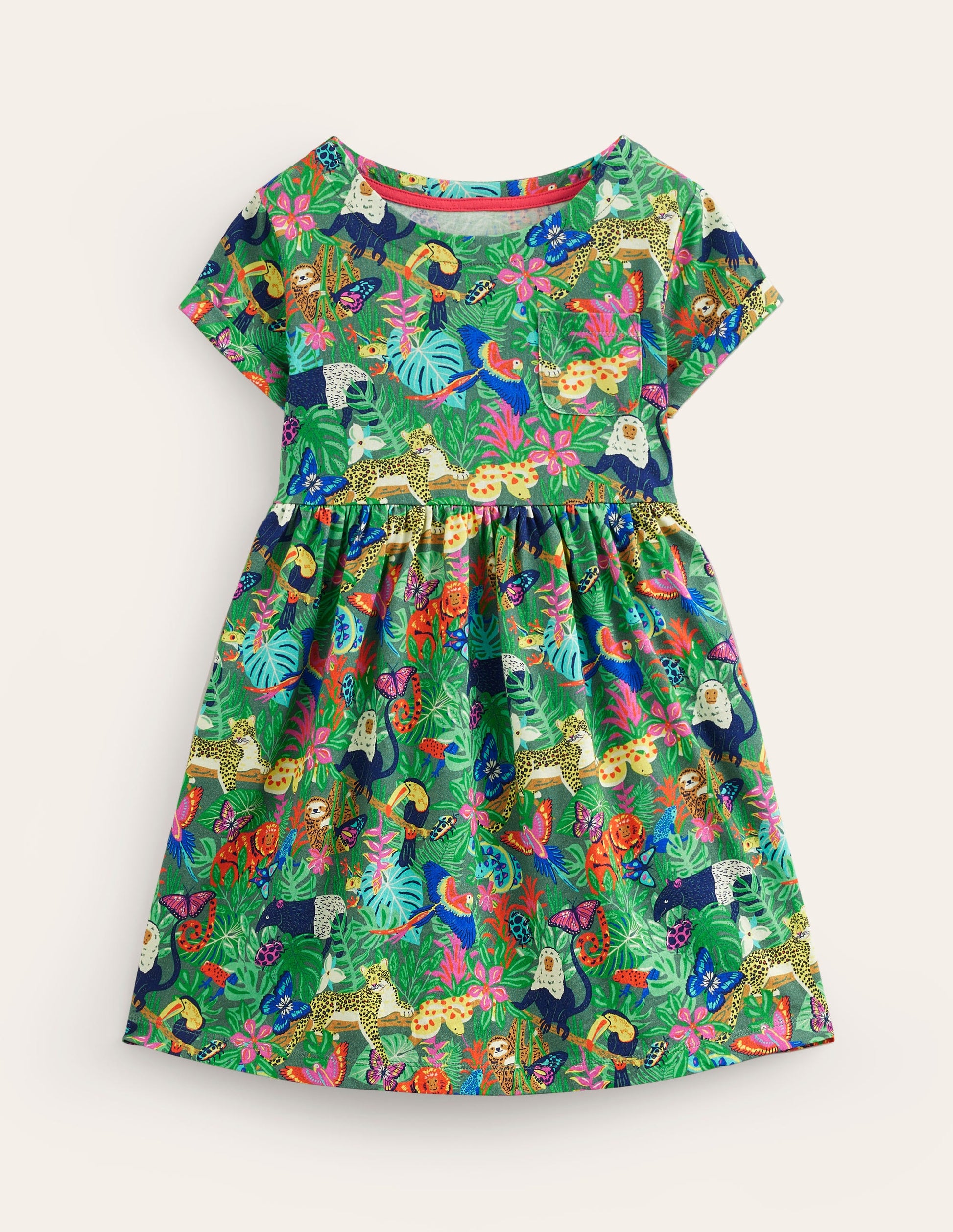 Short-sleeved Fun Jersey Dress-Spruce Green Rainforest-1