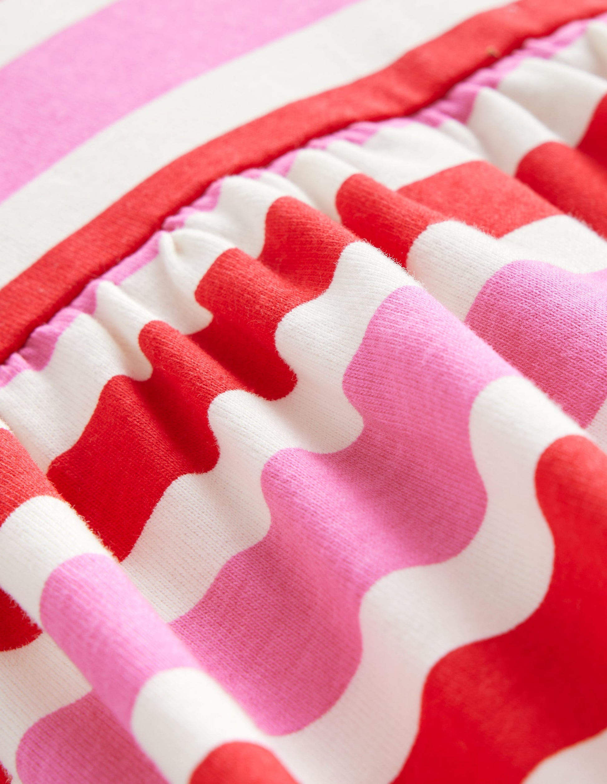 Short-sleeved Fun Jersey Dress-Poppy Red/ Pink Stripe-3