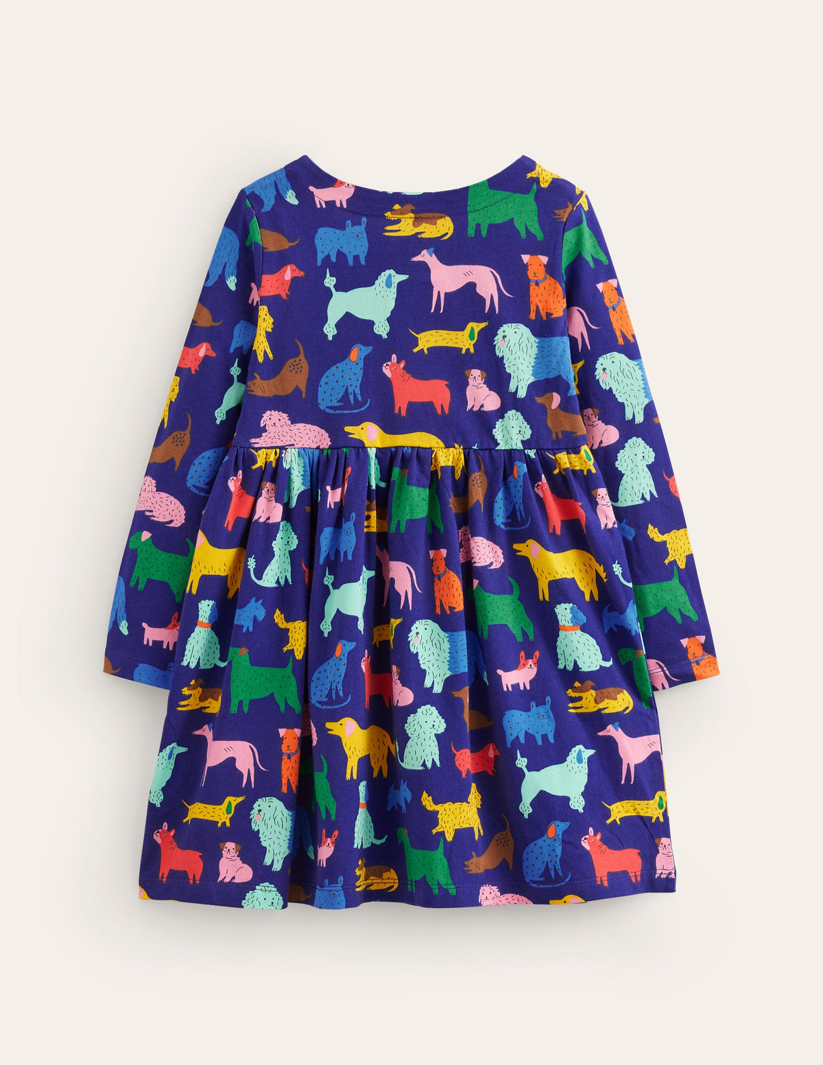 Long Sleeve Fun Jersey Dress-Starboard Playful Pups-2