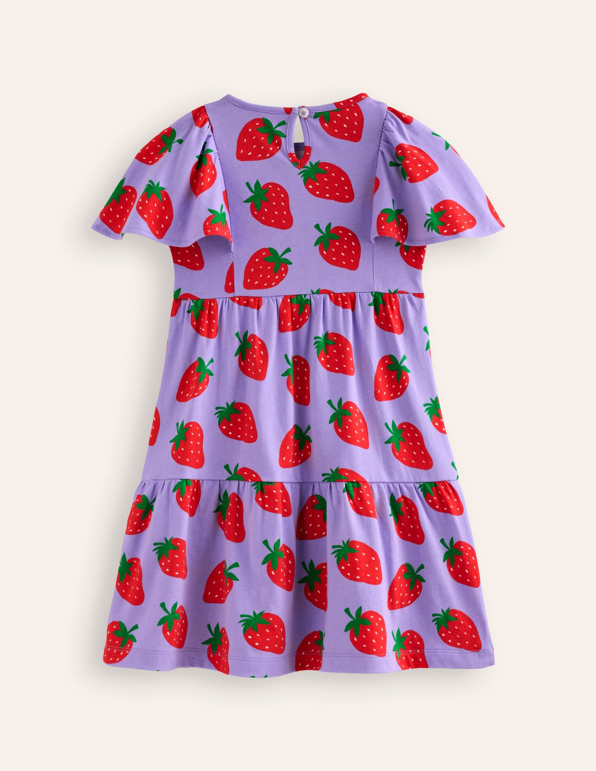 Tiered Flutter Jersey Dress-Parma Violet Strawberries-2