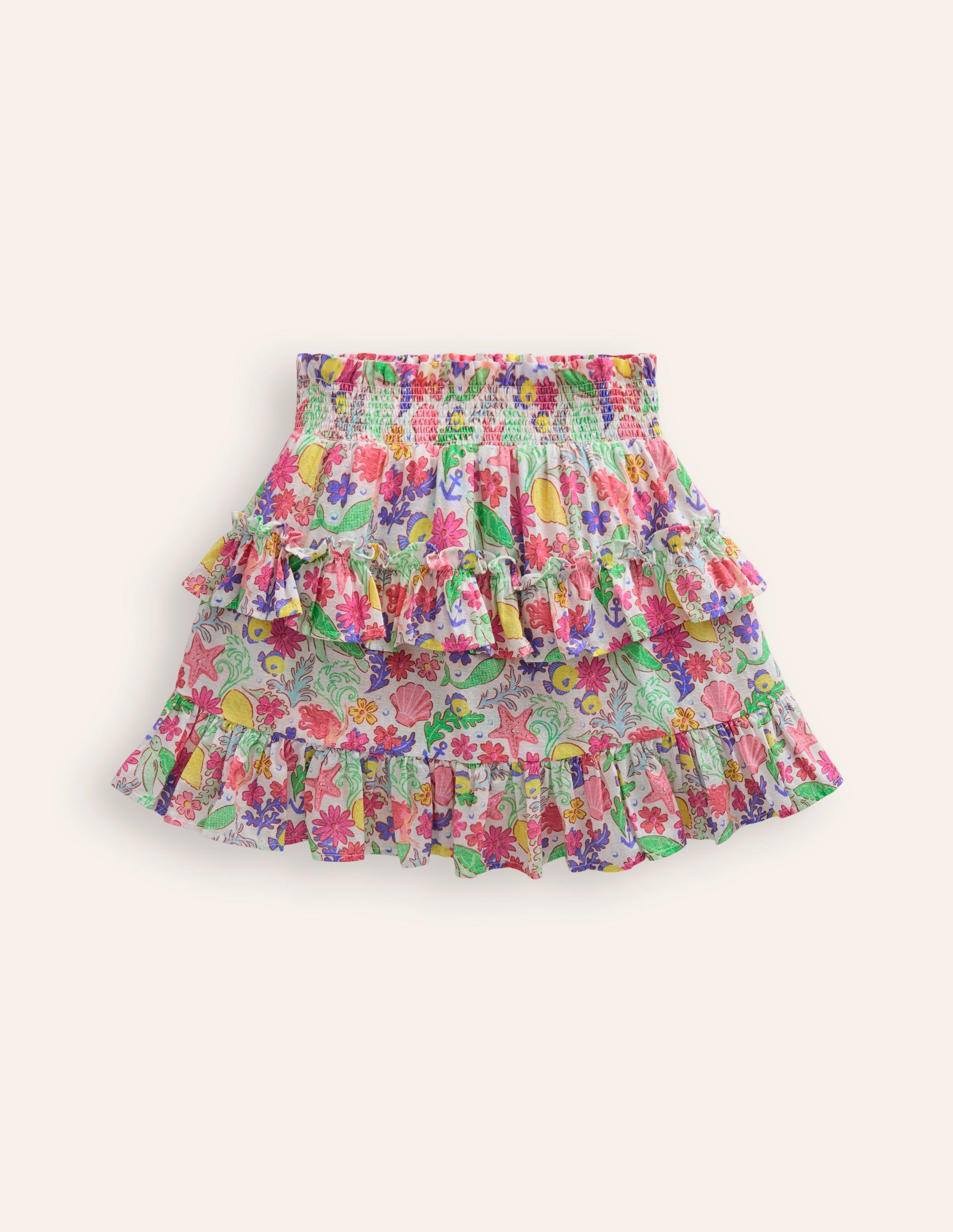 Tiered Printed Skort-Multi Mermaid Ditsy-1