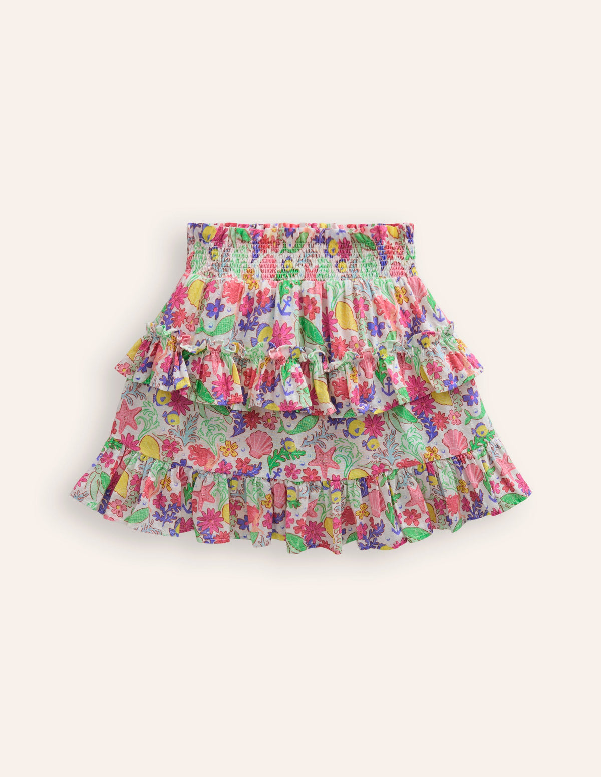 Tiered Printed Skort-Multi Mermaid Ditsy - Image 1