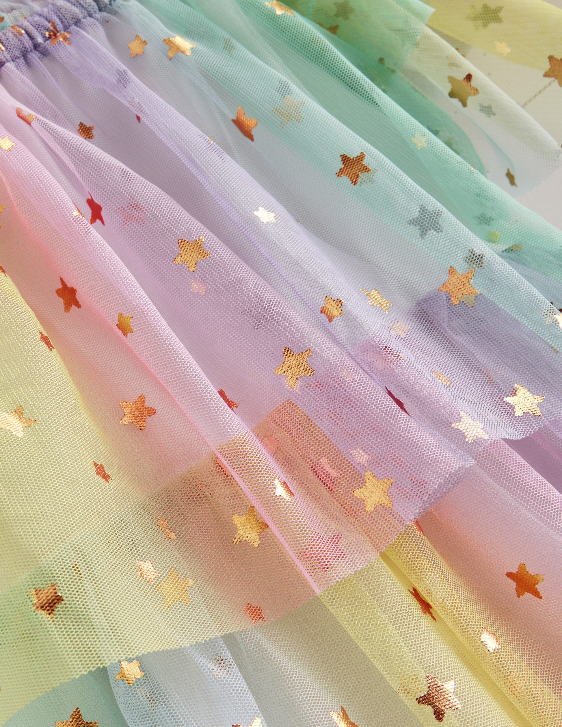 Tiered Tulle Dress-Multi Ombre Gold Foil Star-3