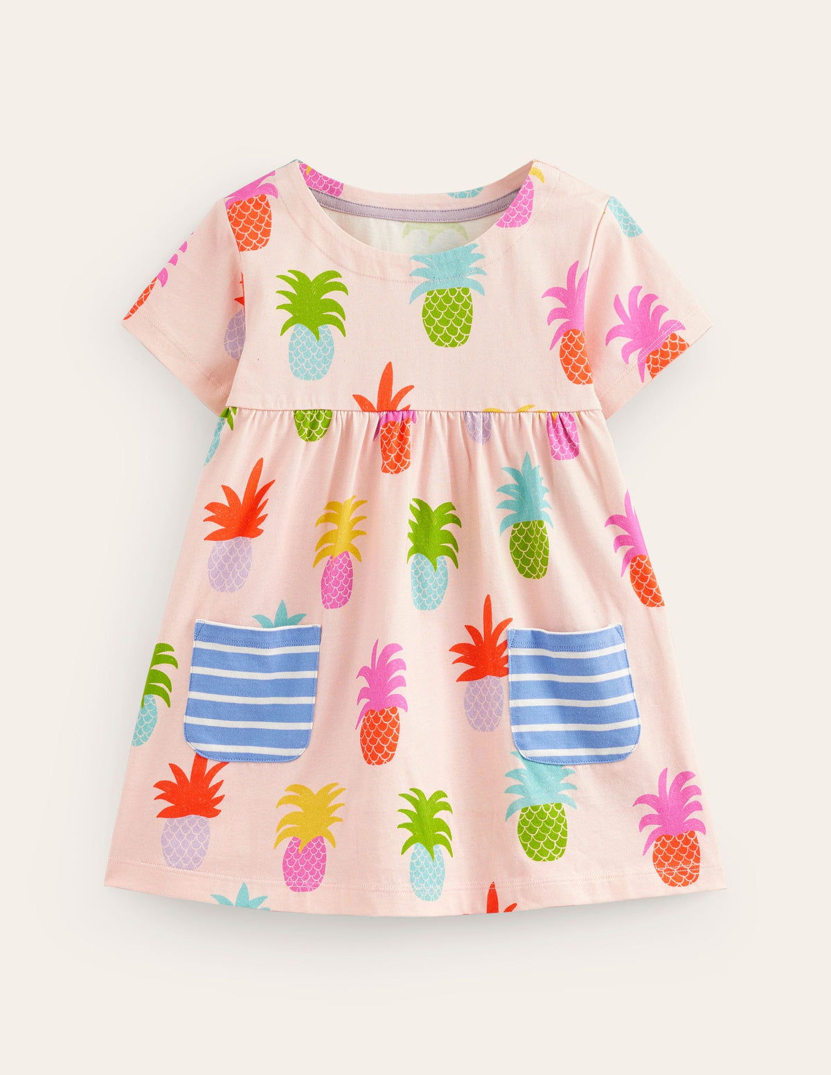 Short Sleeve Printed Tunic-Blooming Pink Pineapples - Image 1