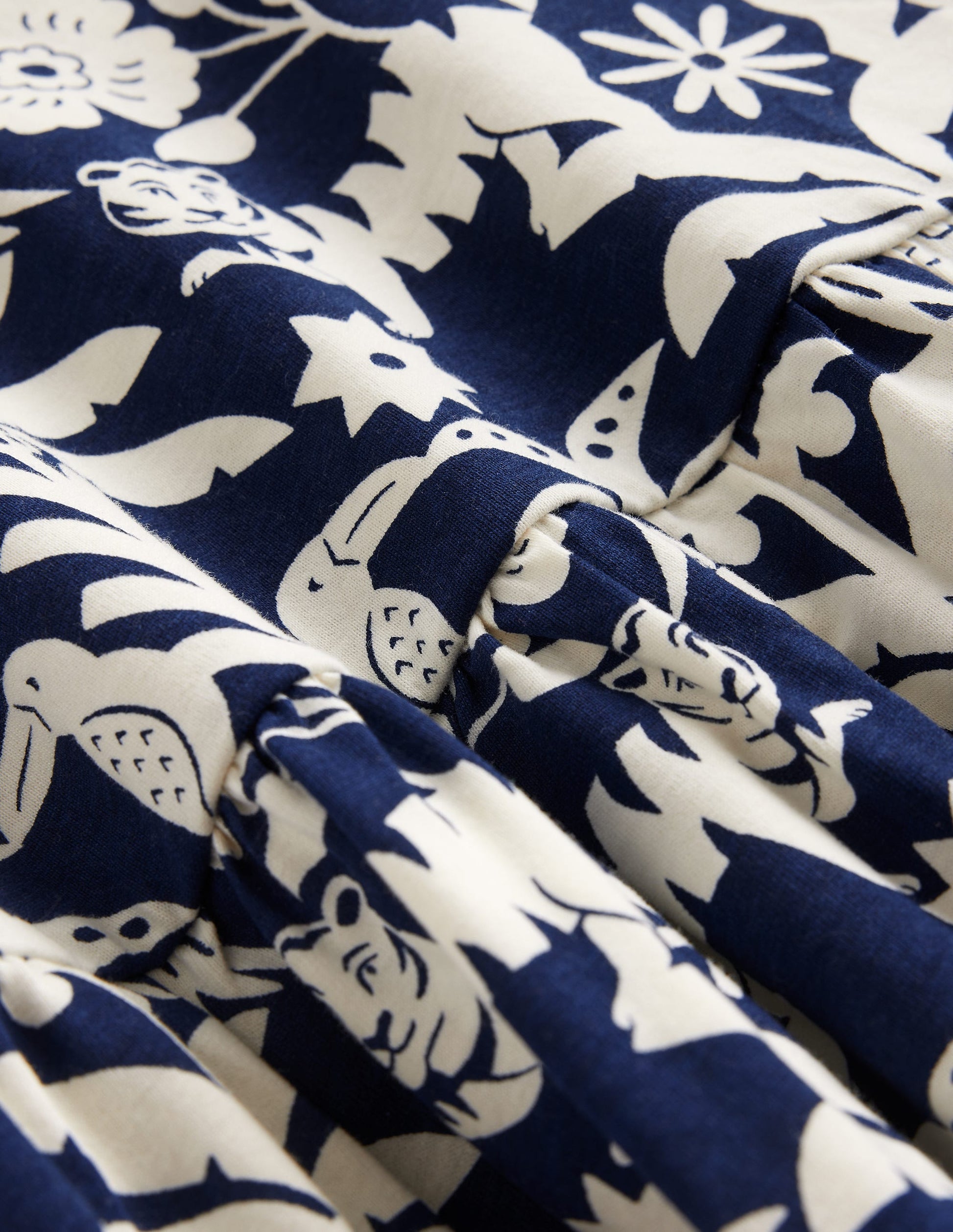 Strappy Drop Waist Dress-College Navy Animal Woodblock-3