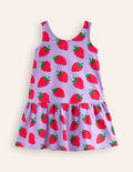 Strappy Drop Waist Dress-Parma Violet Strawberries