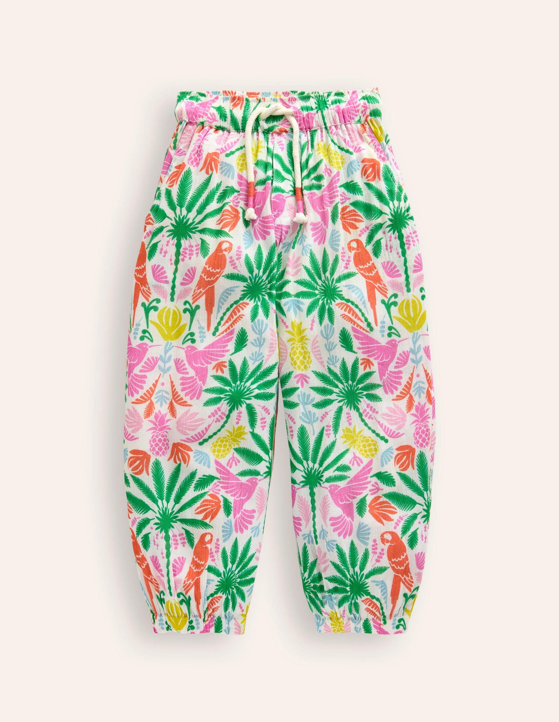 Tapered Holiday Trousers-Multi Rainbow Palm-1