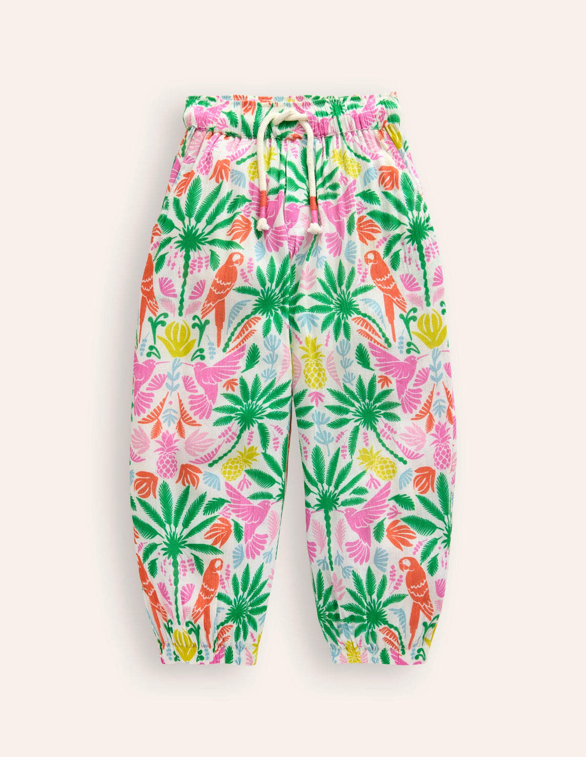 Tapered Holiday Trousers-Multi Rainbow Palm - Image 1
