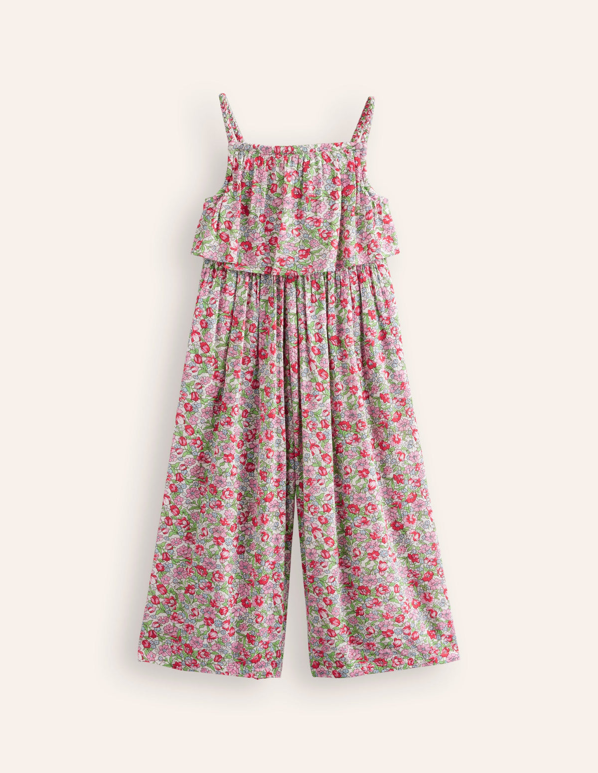 Wide Leg Jumpsuit-Bubblegum Peony Floral-1