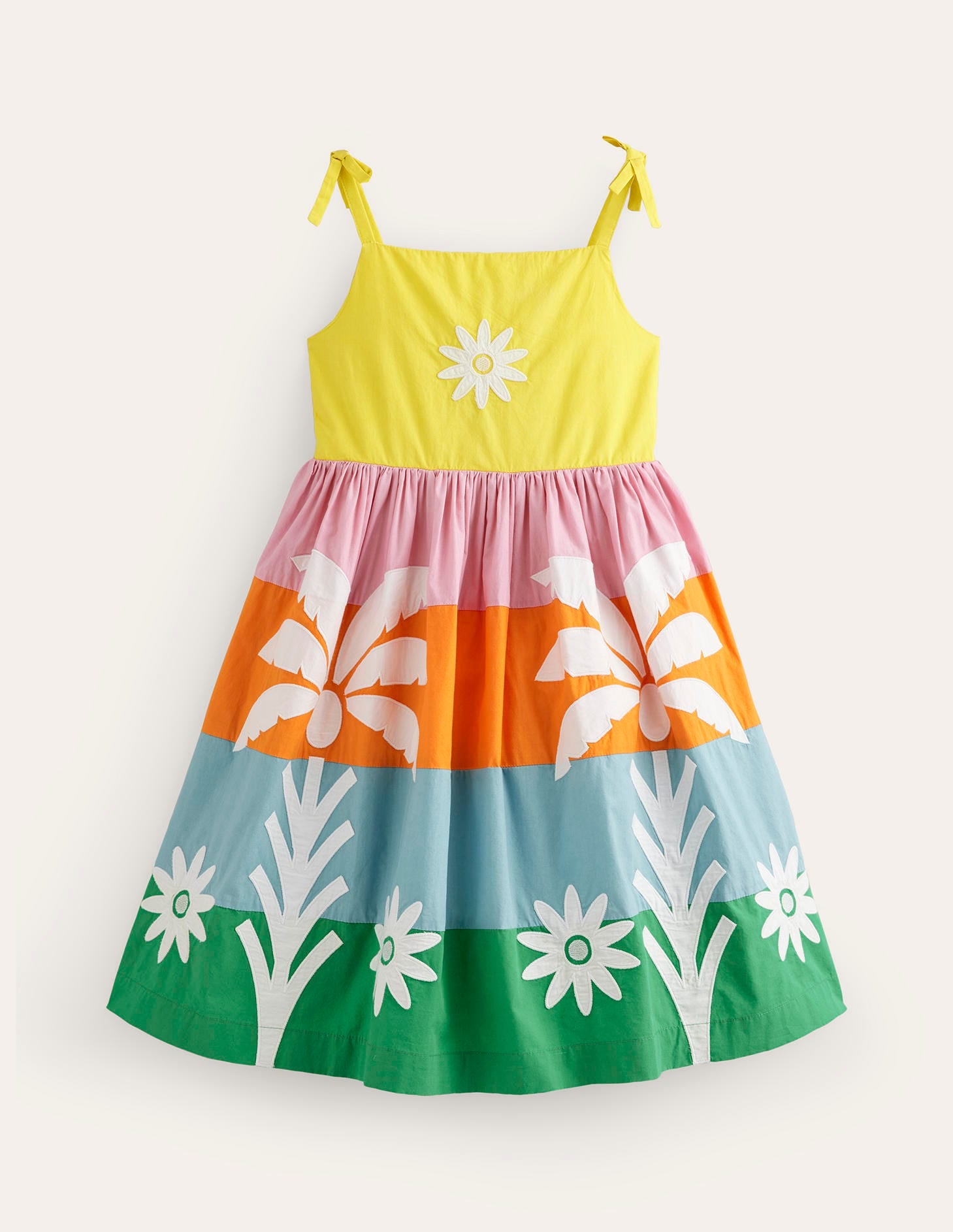 Appliqué Cotton Dress-Multi Colourblock Palms - Image 1
