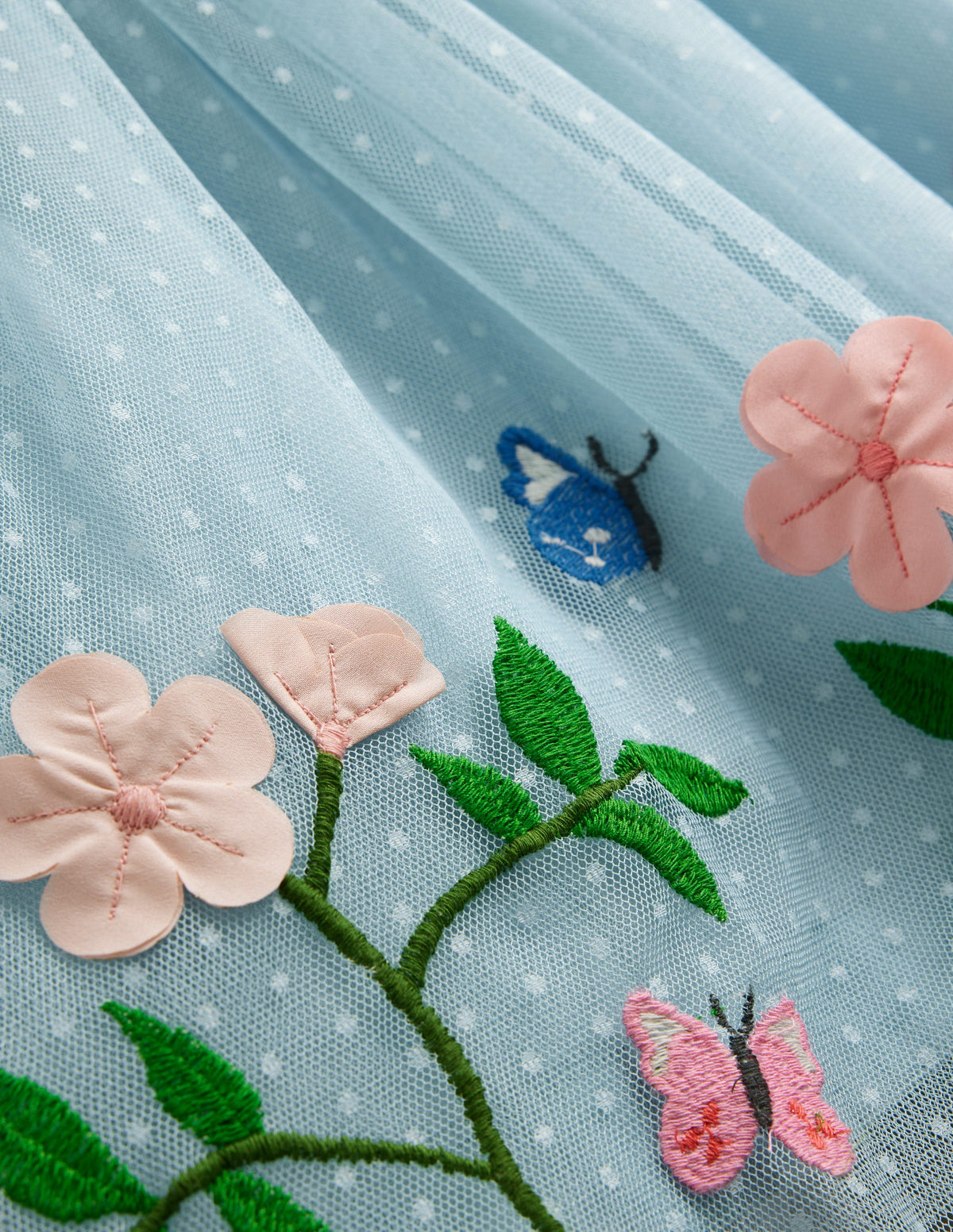 Tulle Cross-Back Dress-Vintage Blue Flowers - Image 3