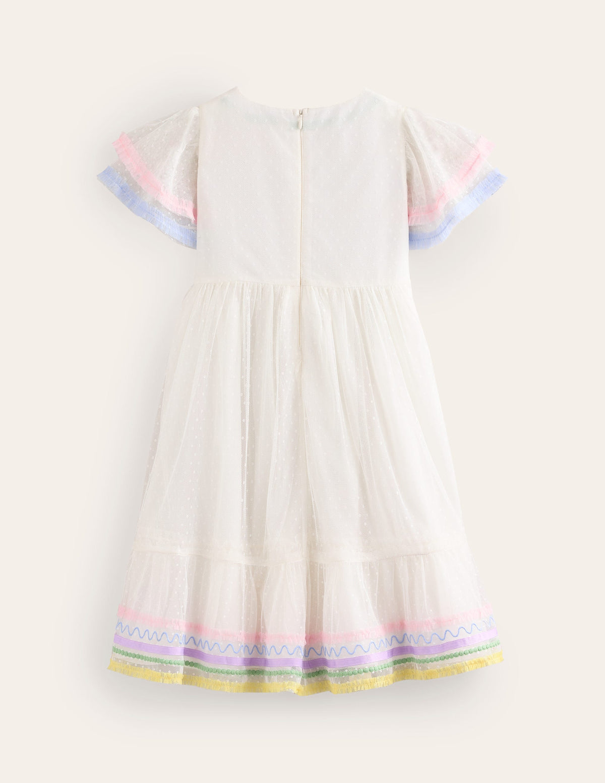 Lace Trim Tulle Dress-Ivory - Image 2
