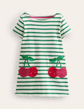 Fun Pocket Appliqué Tunic-Ivory/ Pea Green Cherries