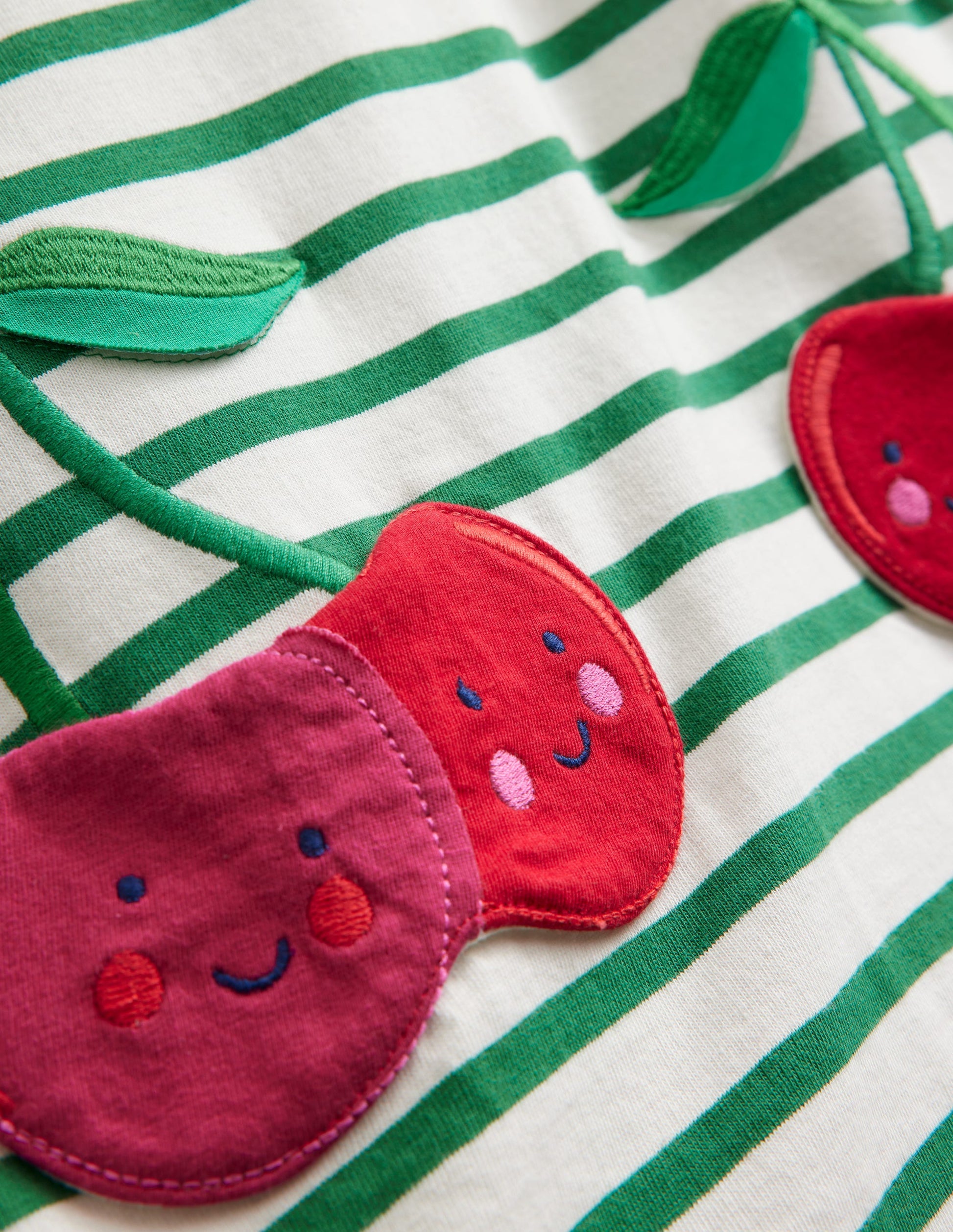 Fun Pocket Appliqué Tunic-Ivory/ Pea Green Cherries-3