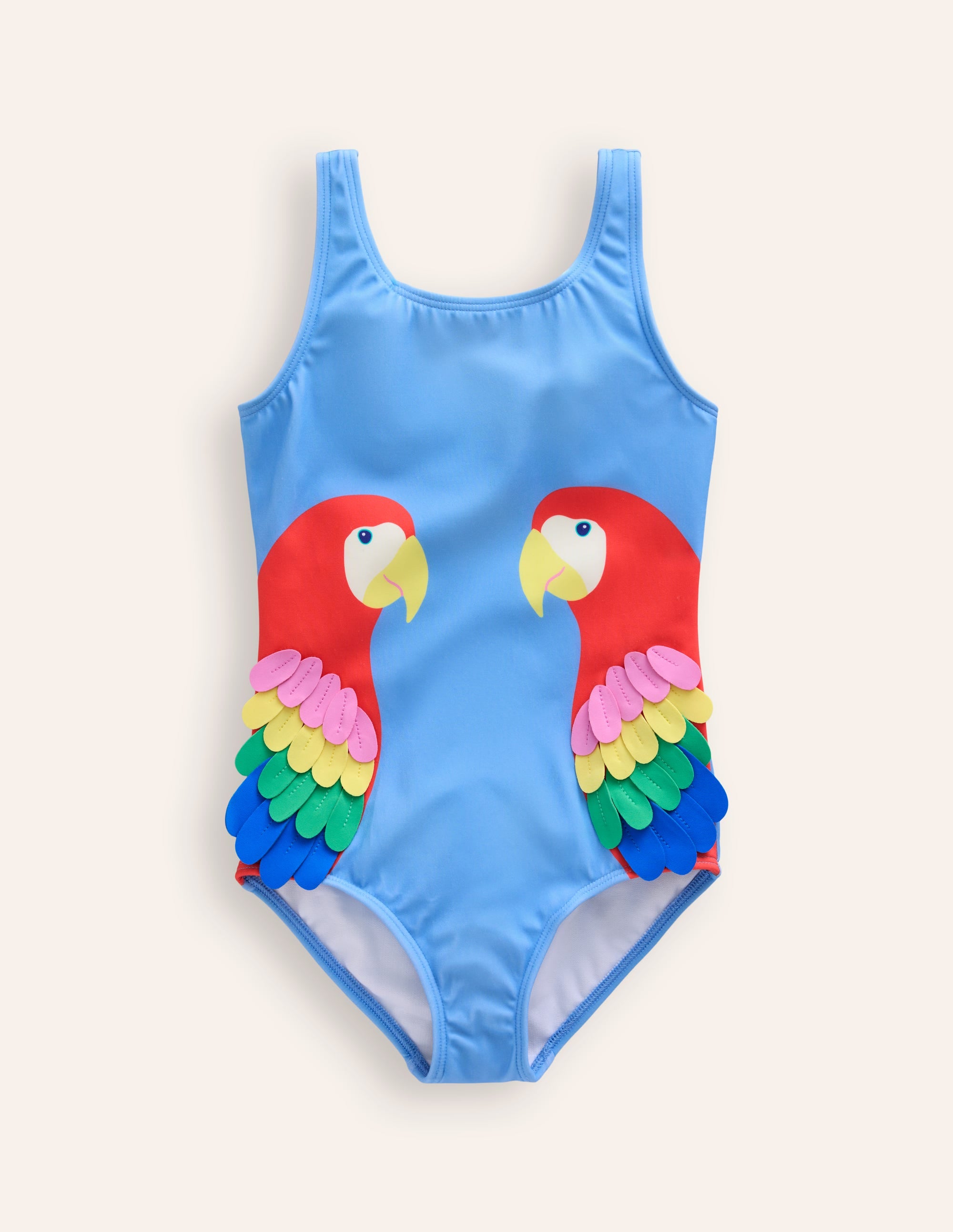 Fun Appliqué Swimsuit-Vintage Blue Parrots - Image 1
