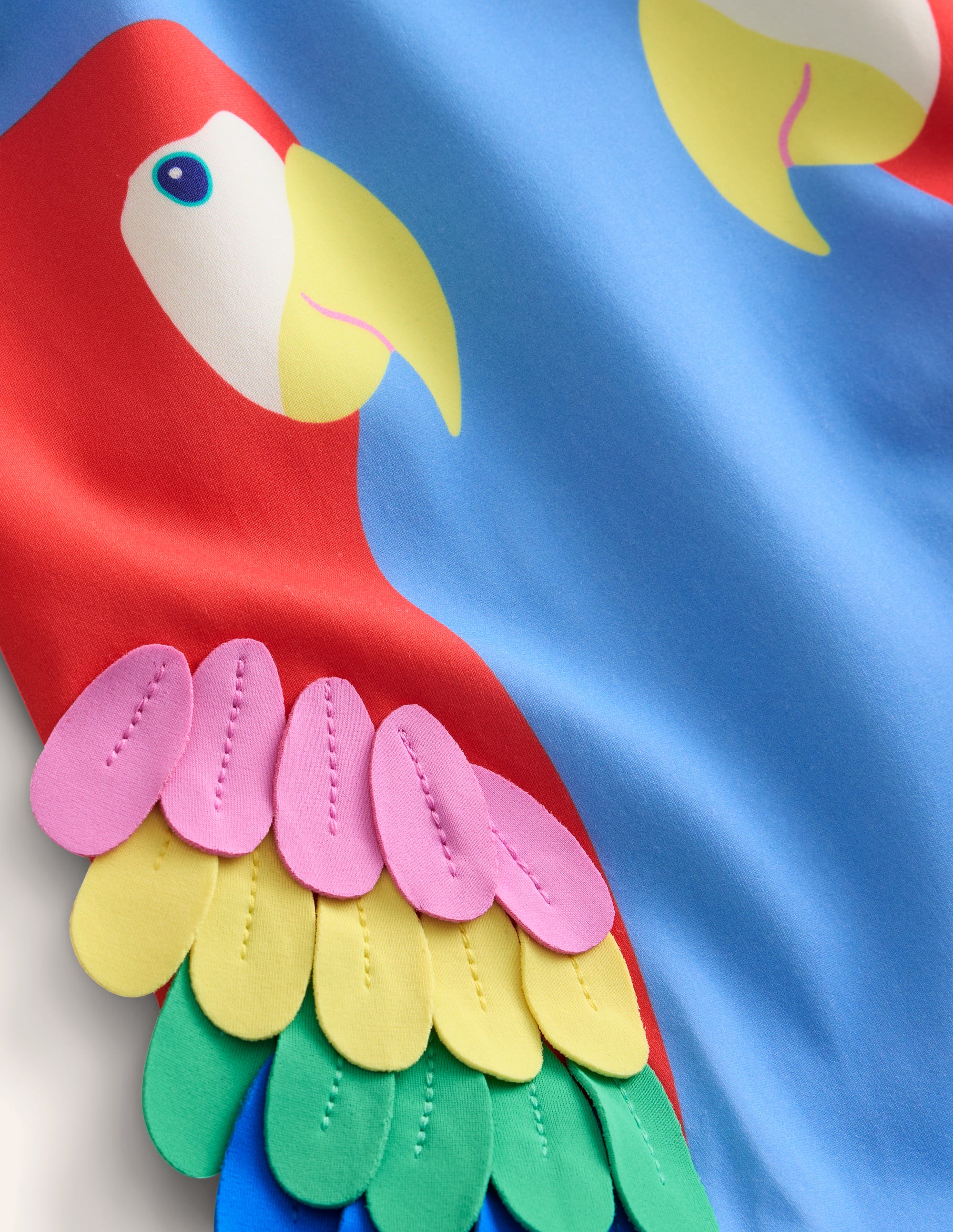 Fun Appliqué Swimsuit-Vintage Blue Parrots - Image 3