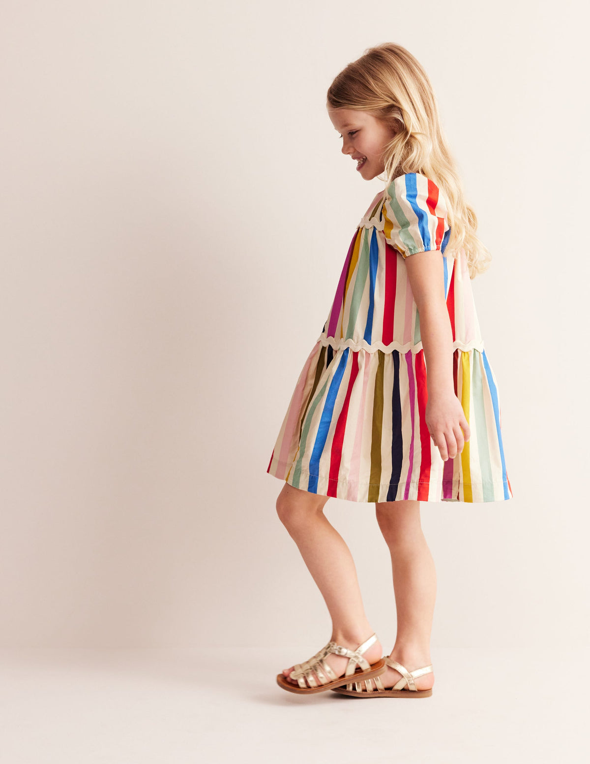 Tiered Stripe Dress-Rainbow Multi Stripe-1