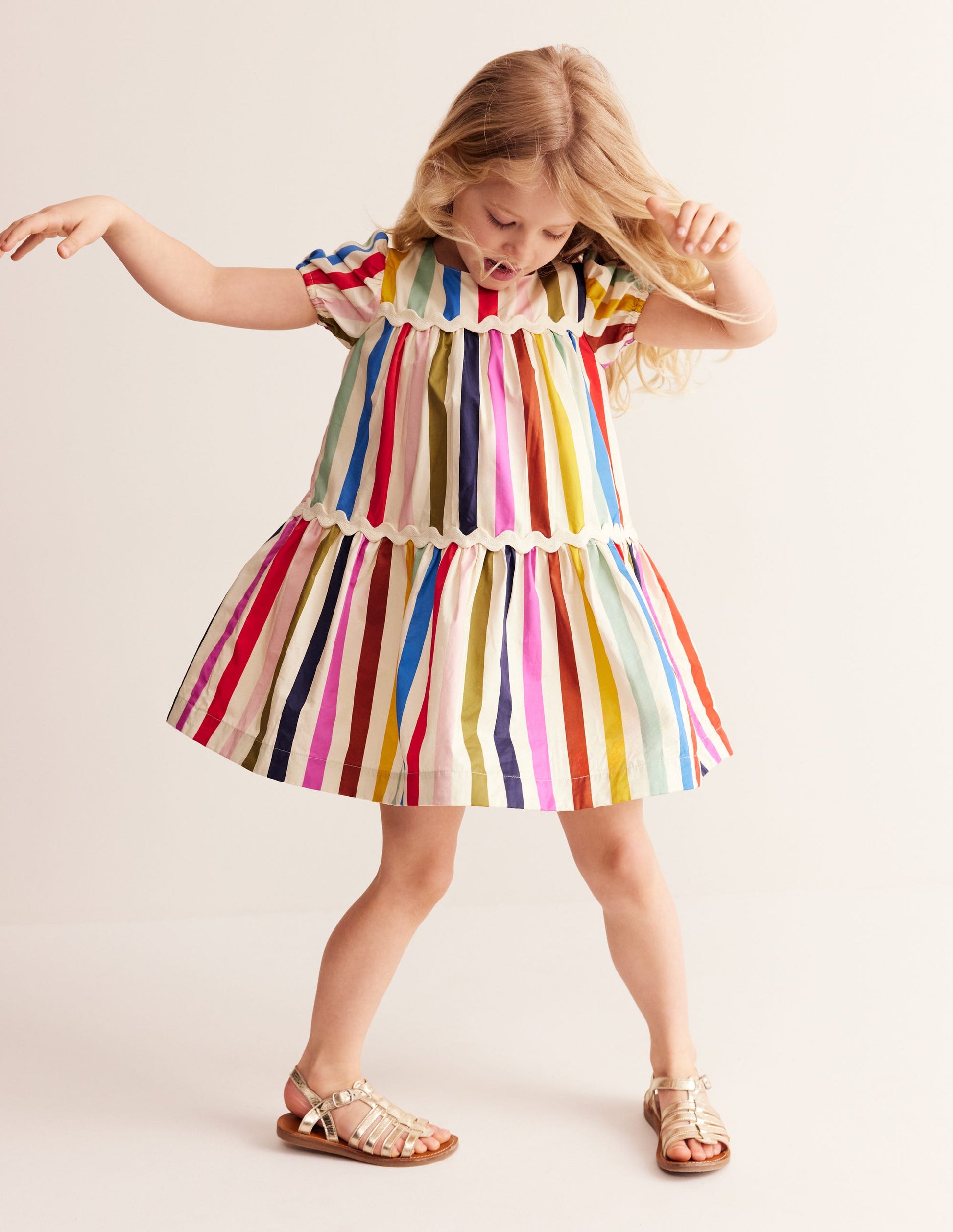 Tiered Stripe Dress-Rainbow Multi Stripe-2