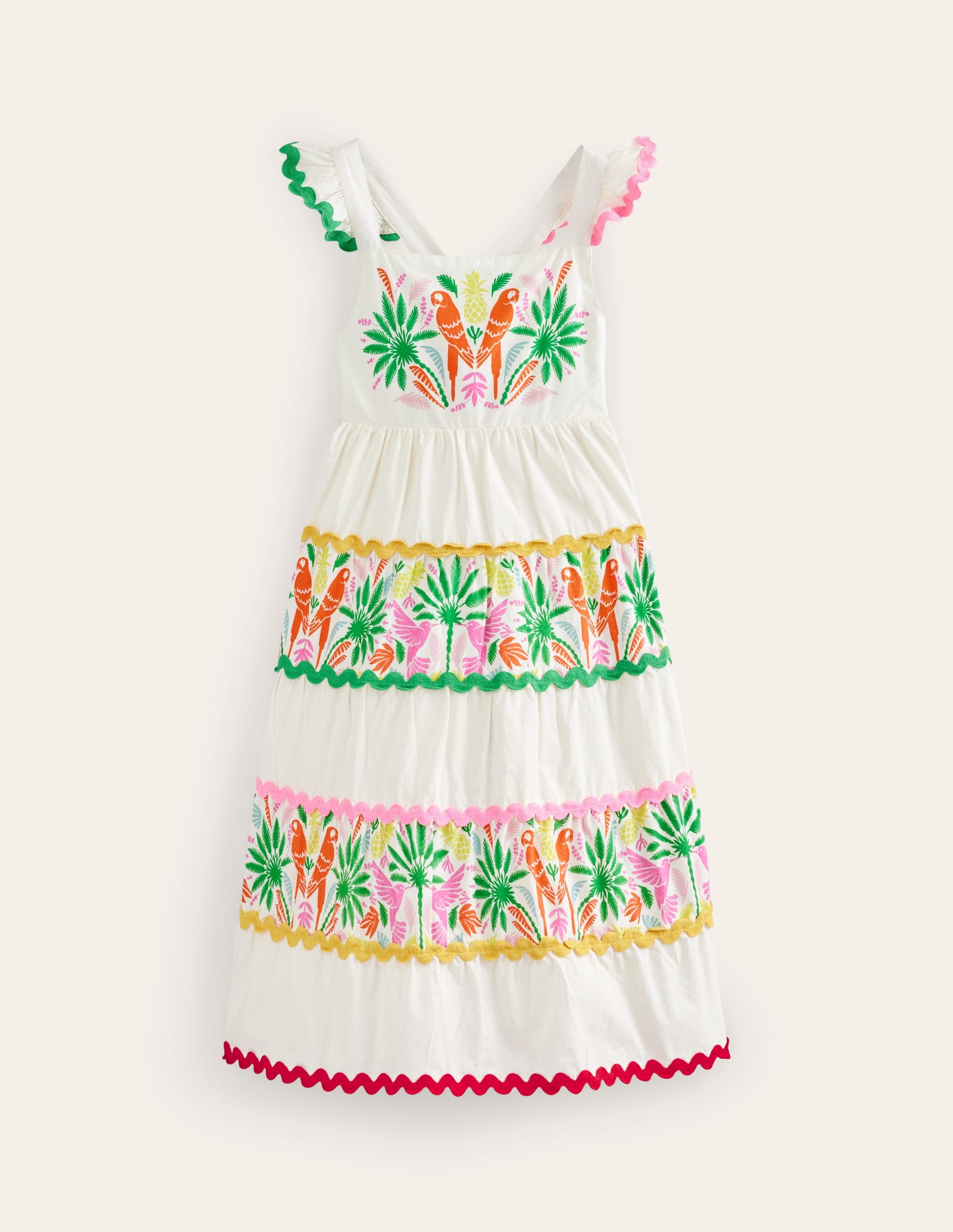 Tiered Twirly Ric Rac Dress-Multi Rainbow Palm - Image 3
