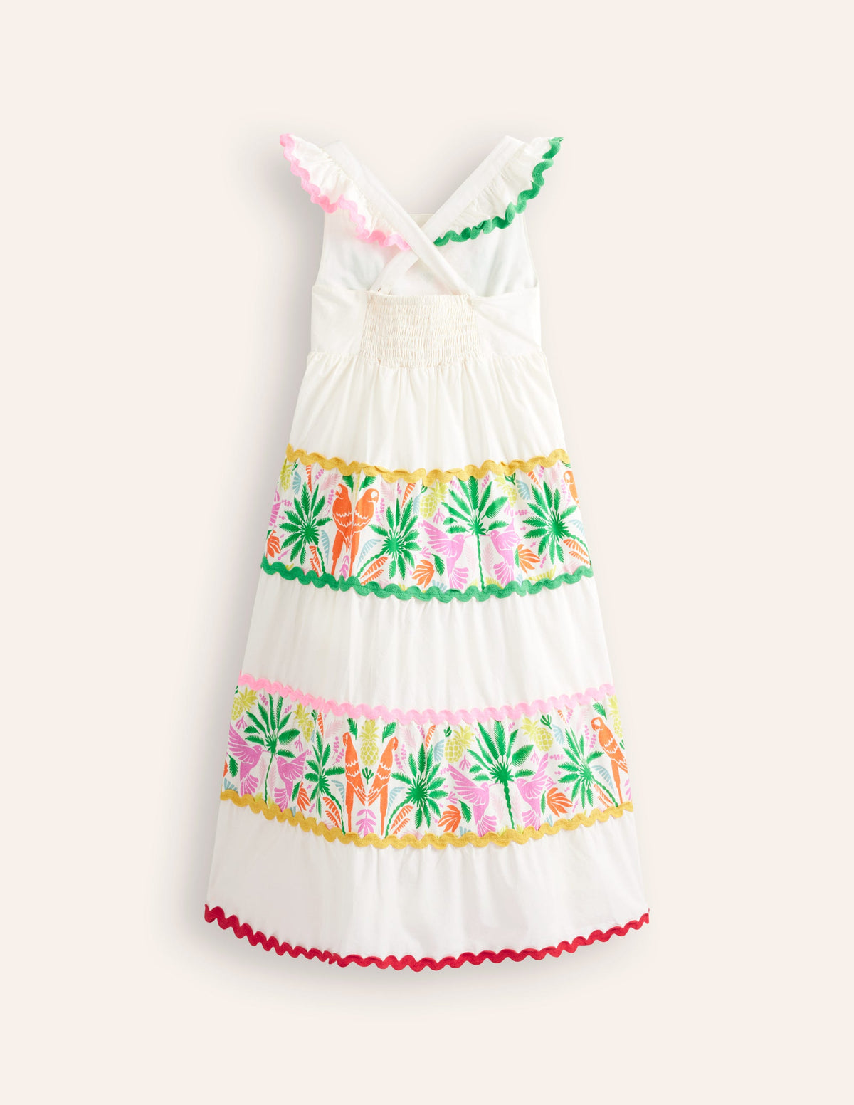 Tiered Twirly Ric Rac Dress-Multi Rainbow Palm - Image 4