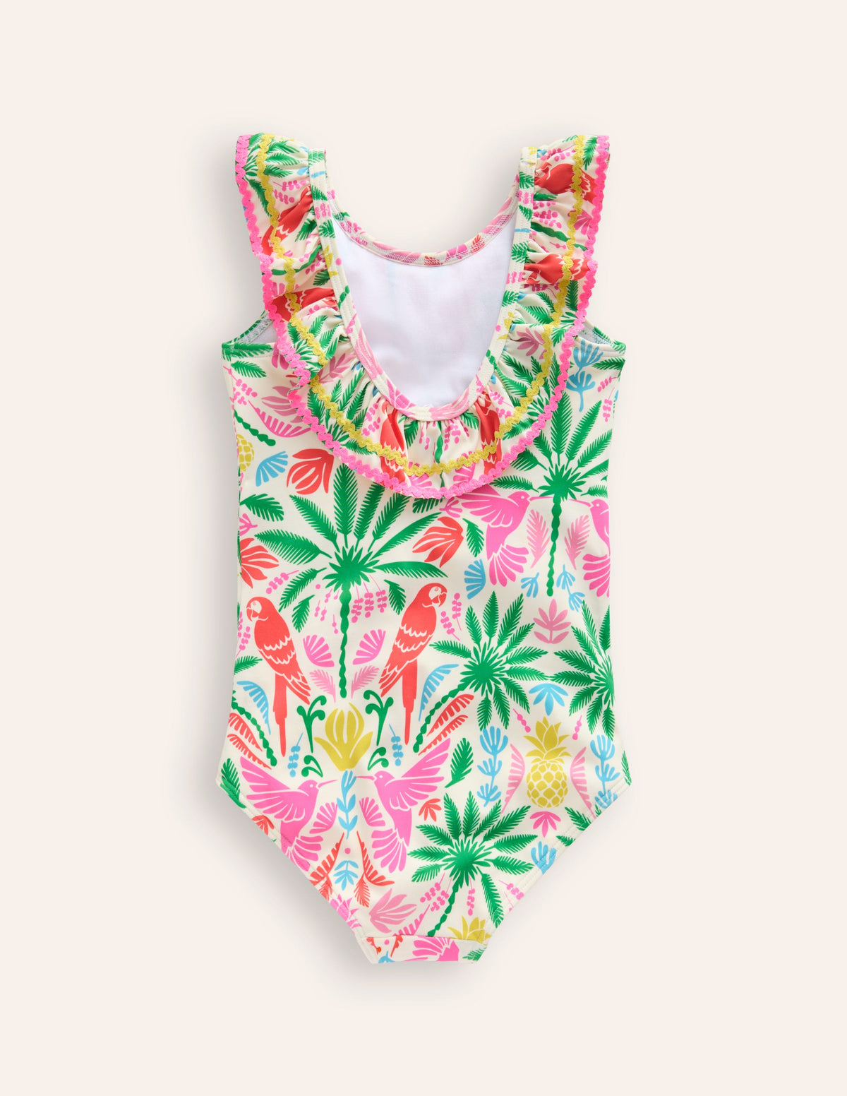 Frill Neck Swimsuit-Multi Rainbow Palm - Image 2