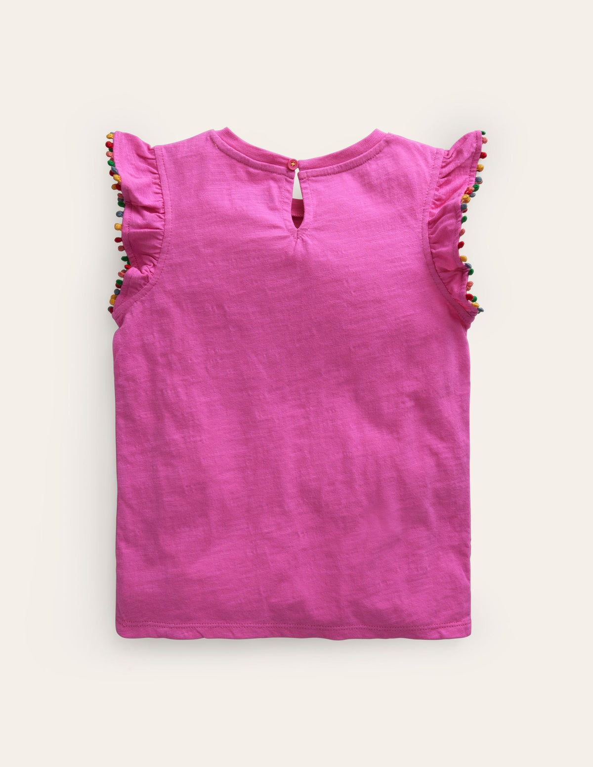 Pom Trim T-Shirt-Strawberry Pink - Image 2
