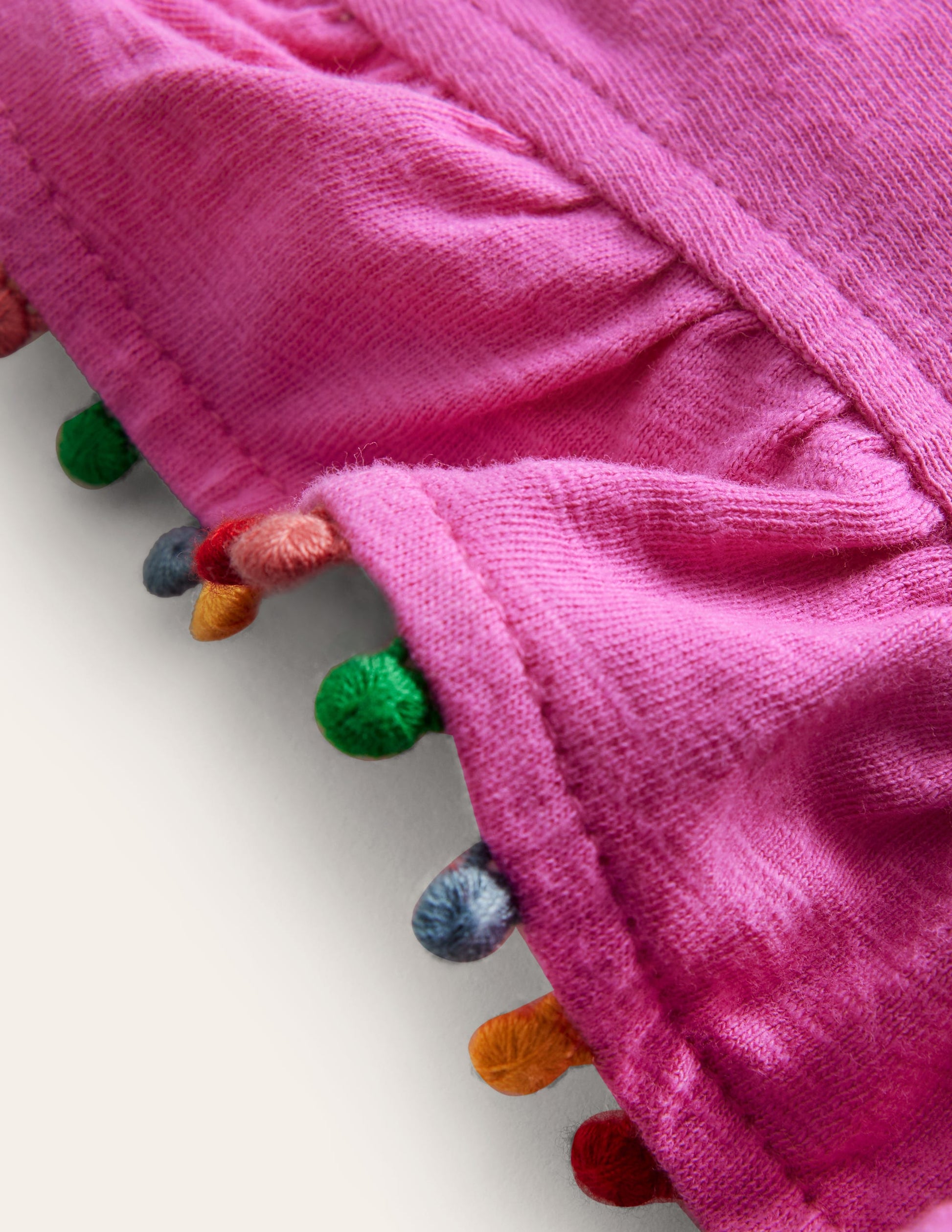 Pom Trim T-Shirt-Strawberry Pink-3