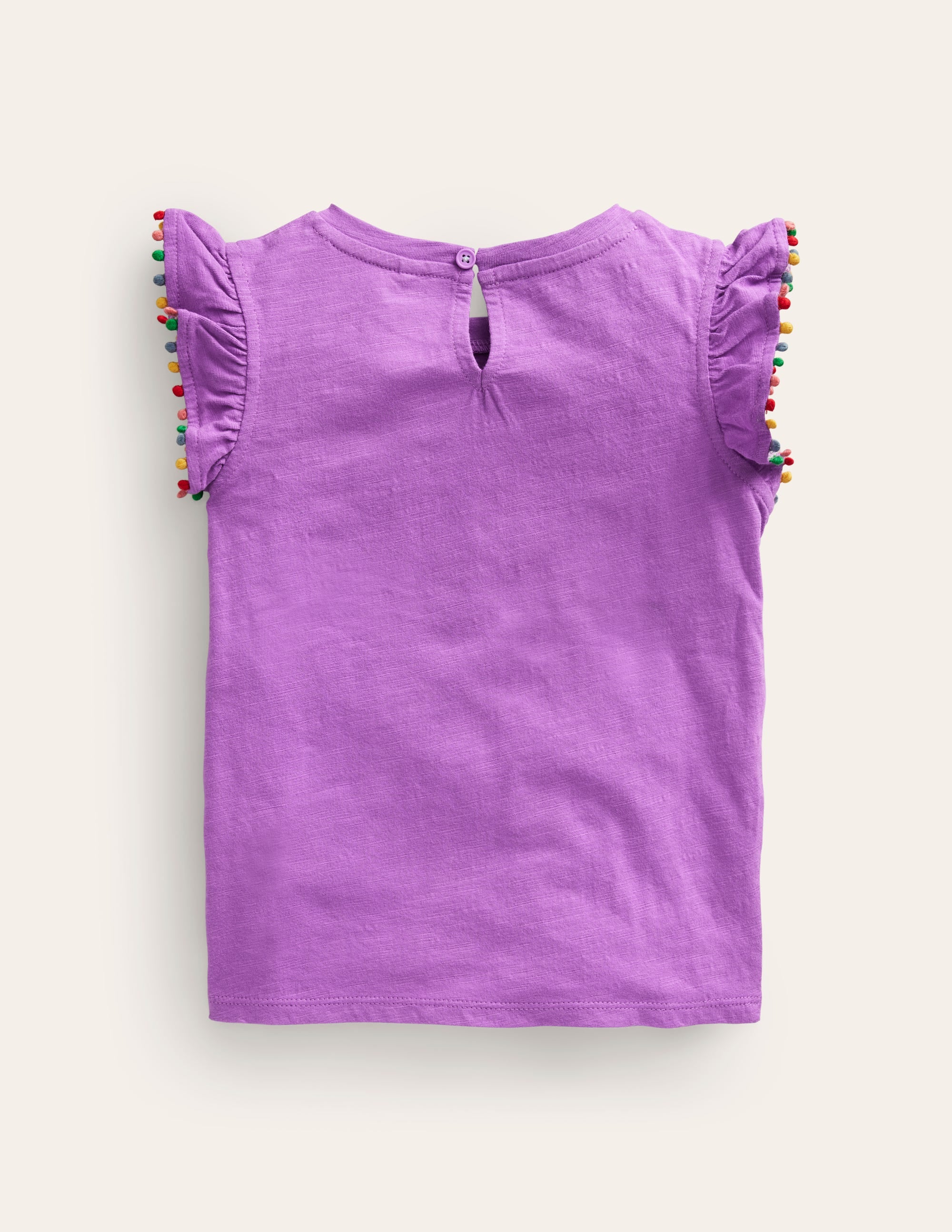 Pom Trim T-Shirt-Purple - Image 2