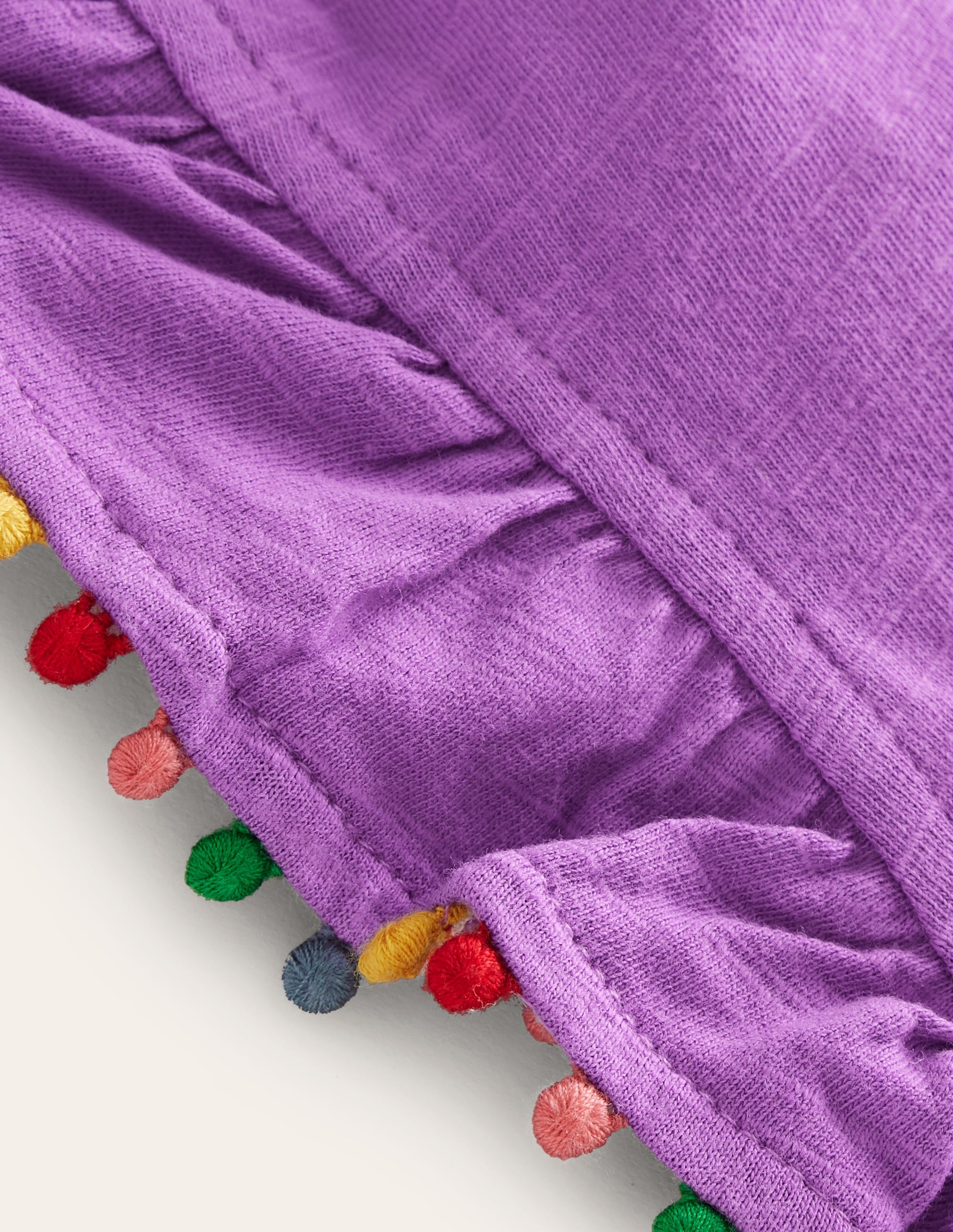 Pom Trim T-Shirt-Purple - Image 3