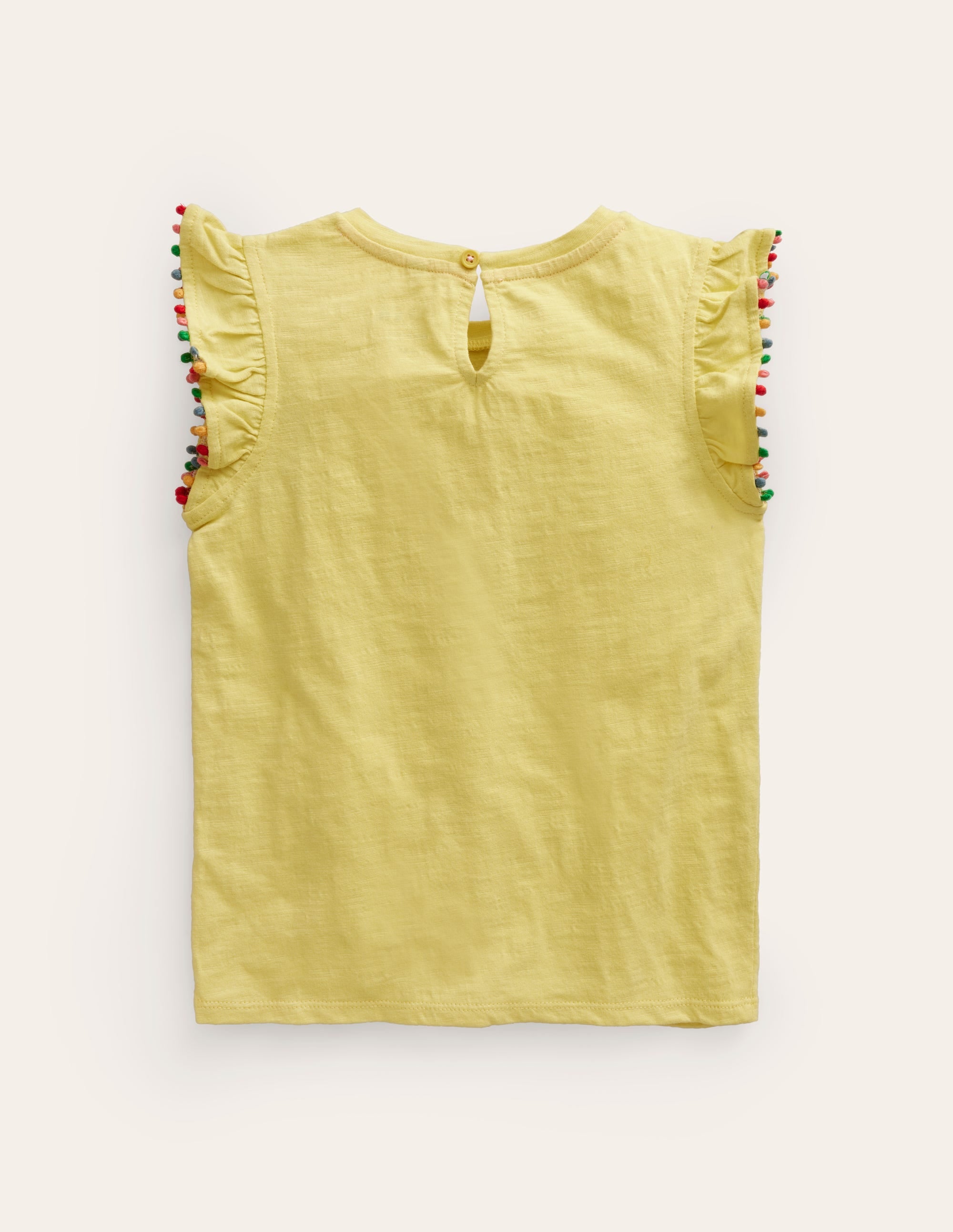 Pom Trim T-Shirt-Zest Yellow - Image 2