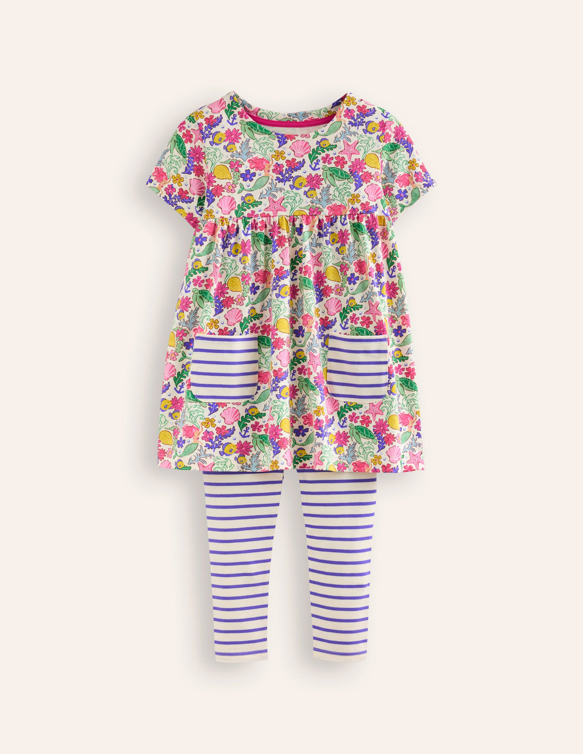 Short Sleeve Printed Tunic Set-Mermaid Ditsy - Image 1