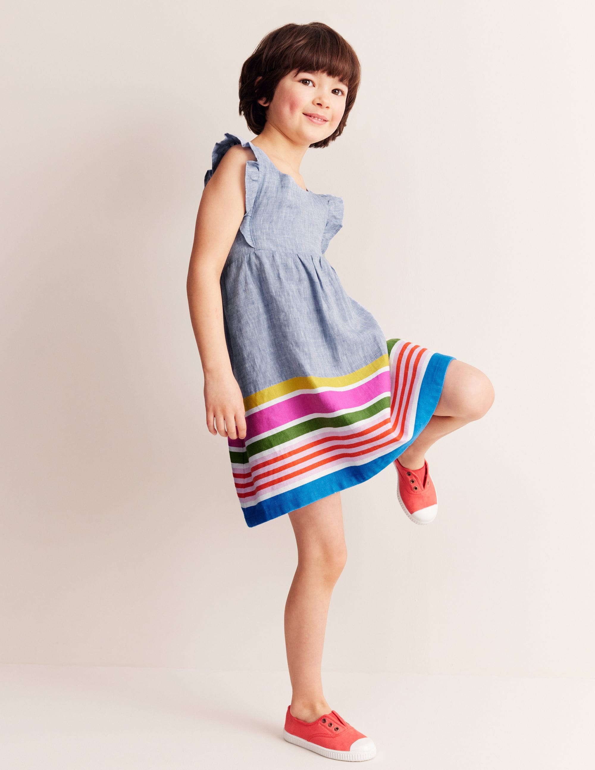 Bow Back Dress-End on End Stripe - Image 1