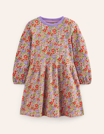 Loopback Sweatshirt Dress-Aster Purple Flowerbed-1