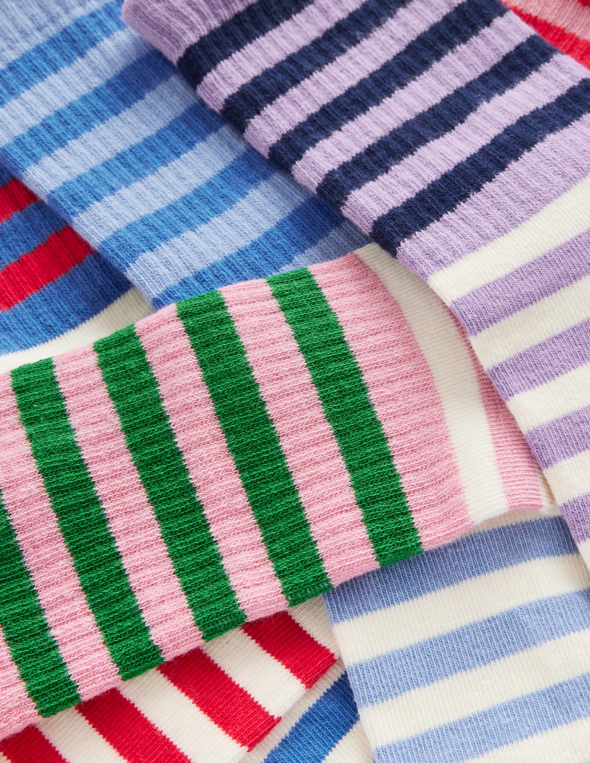 5-Pack Ribbed Ankle Socks-Multi Colourblock Stripe-2