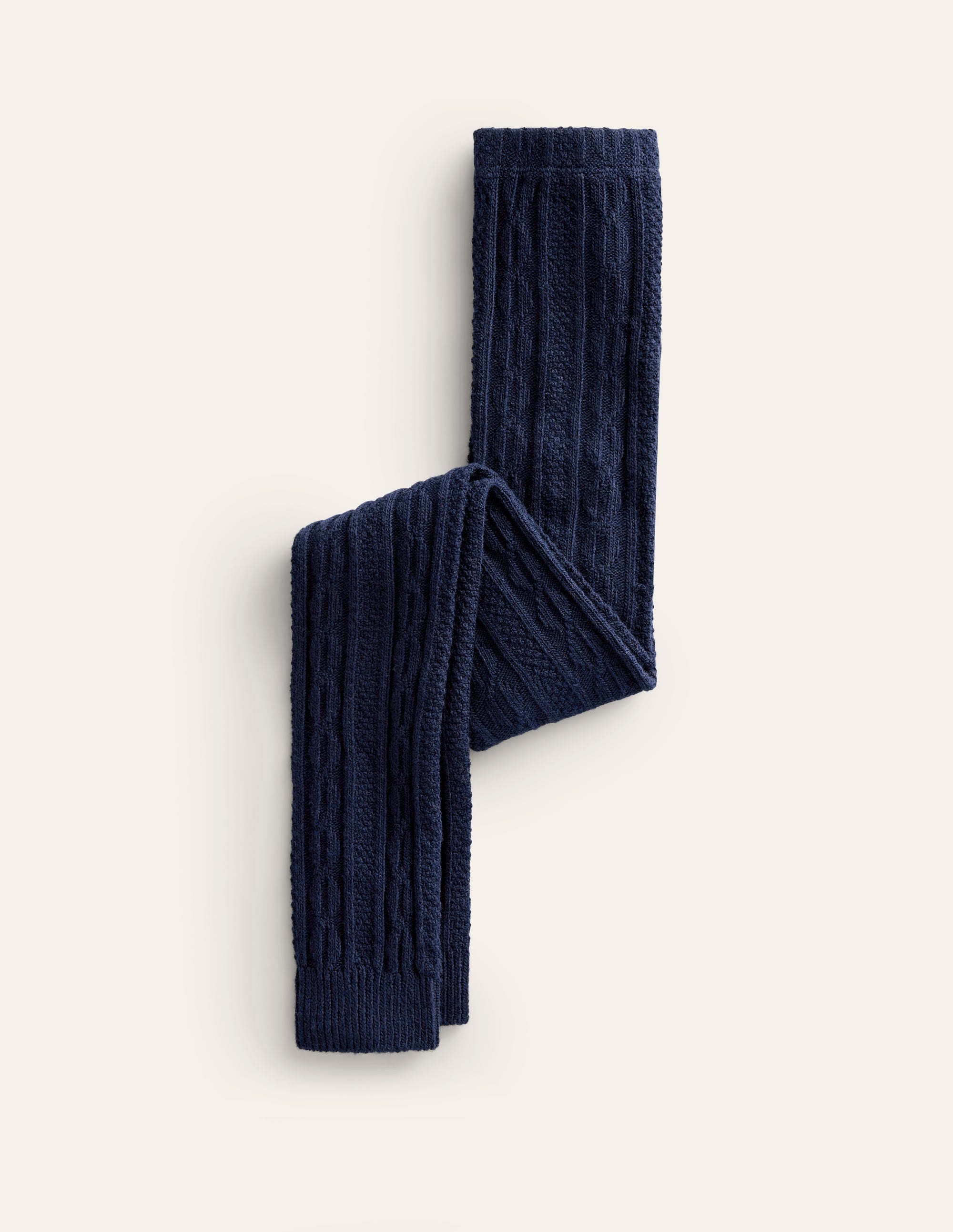 Cable Footless Tights-College Navy - Image 1
