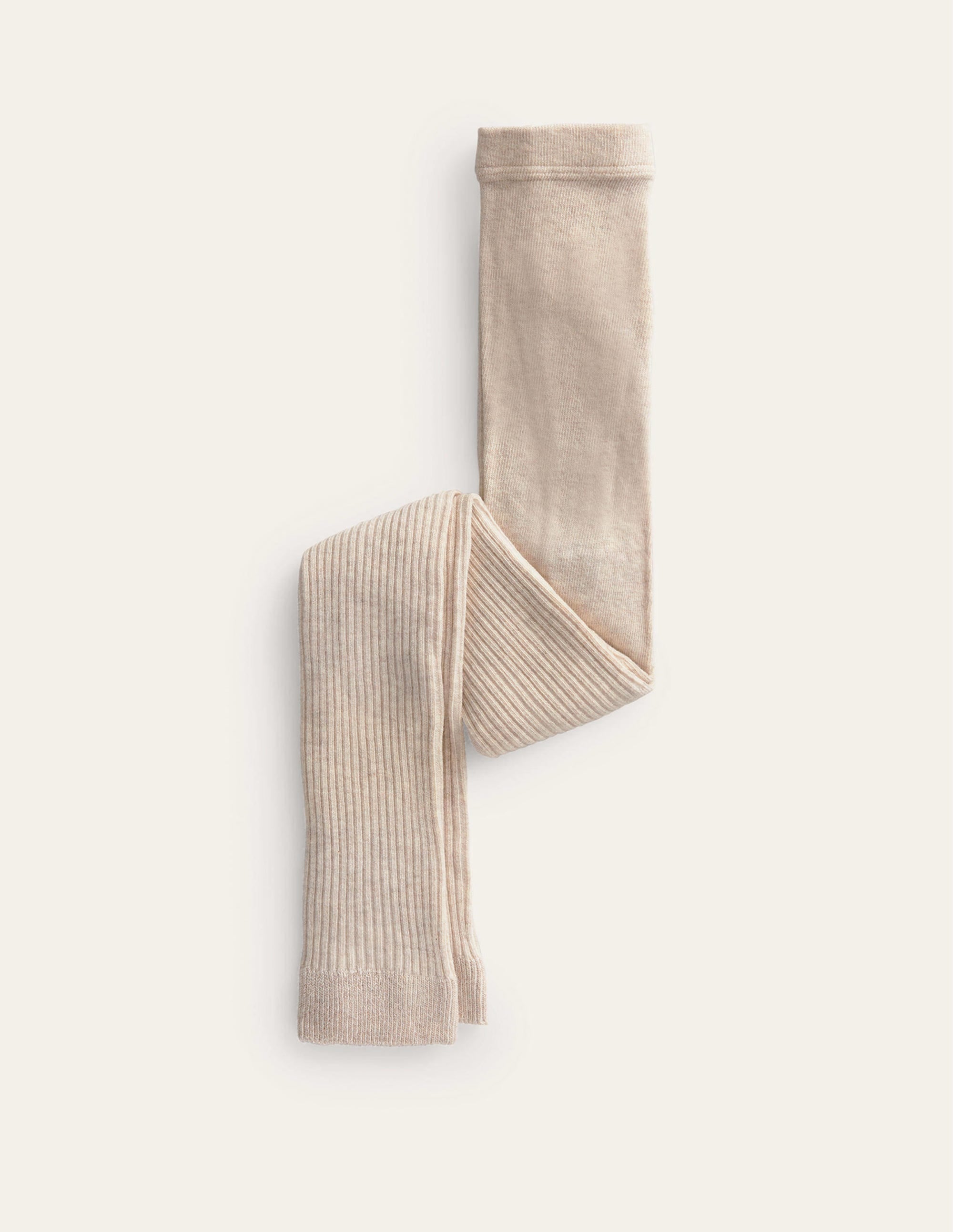 Ribbed Footless Tights-Oatmeal Marl - Image 1